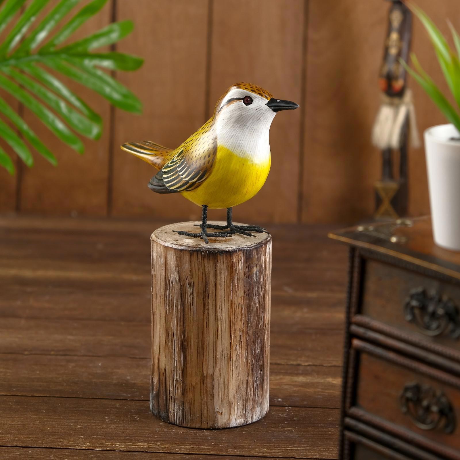 Изображение товара Сувенир интерьерный "Птичка с белой грудкой" дерево 15x9x25 см