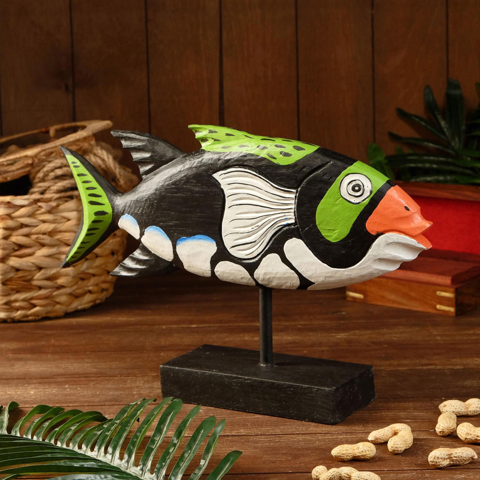 Изображение товара Сувенир интерьерный "Рыба разноцветная" на подставке, 37x9x29 см