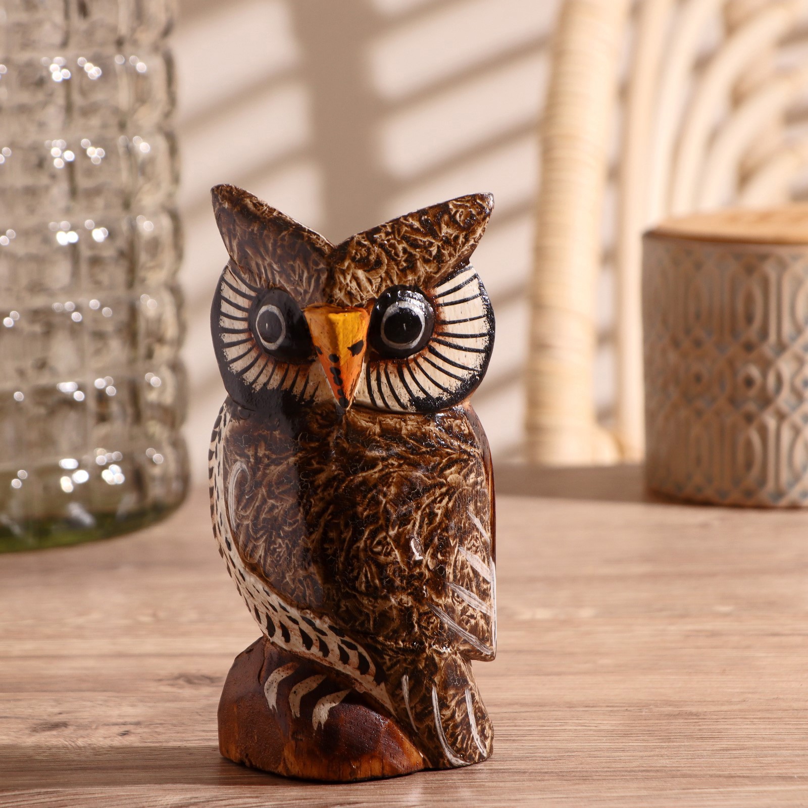 Изображение товара Сувенир интерьерный "Мудрая сова" дерево 8x3.5x15 см