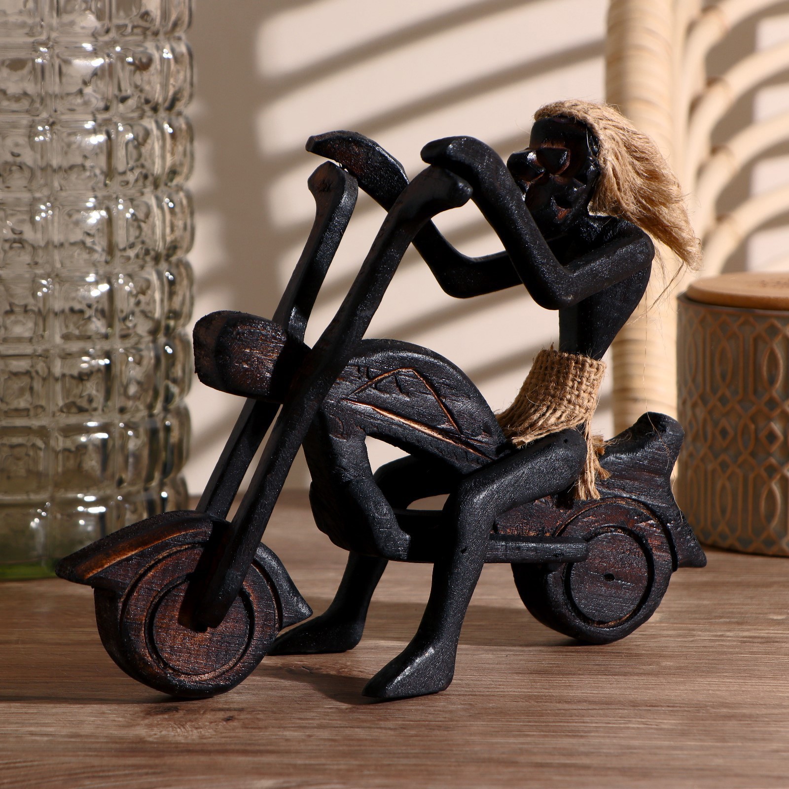 Изображение товара Сувенир интерьерный "Абориген на мотоцикле с узором" высота 30 см