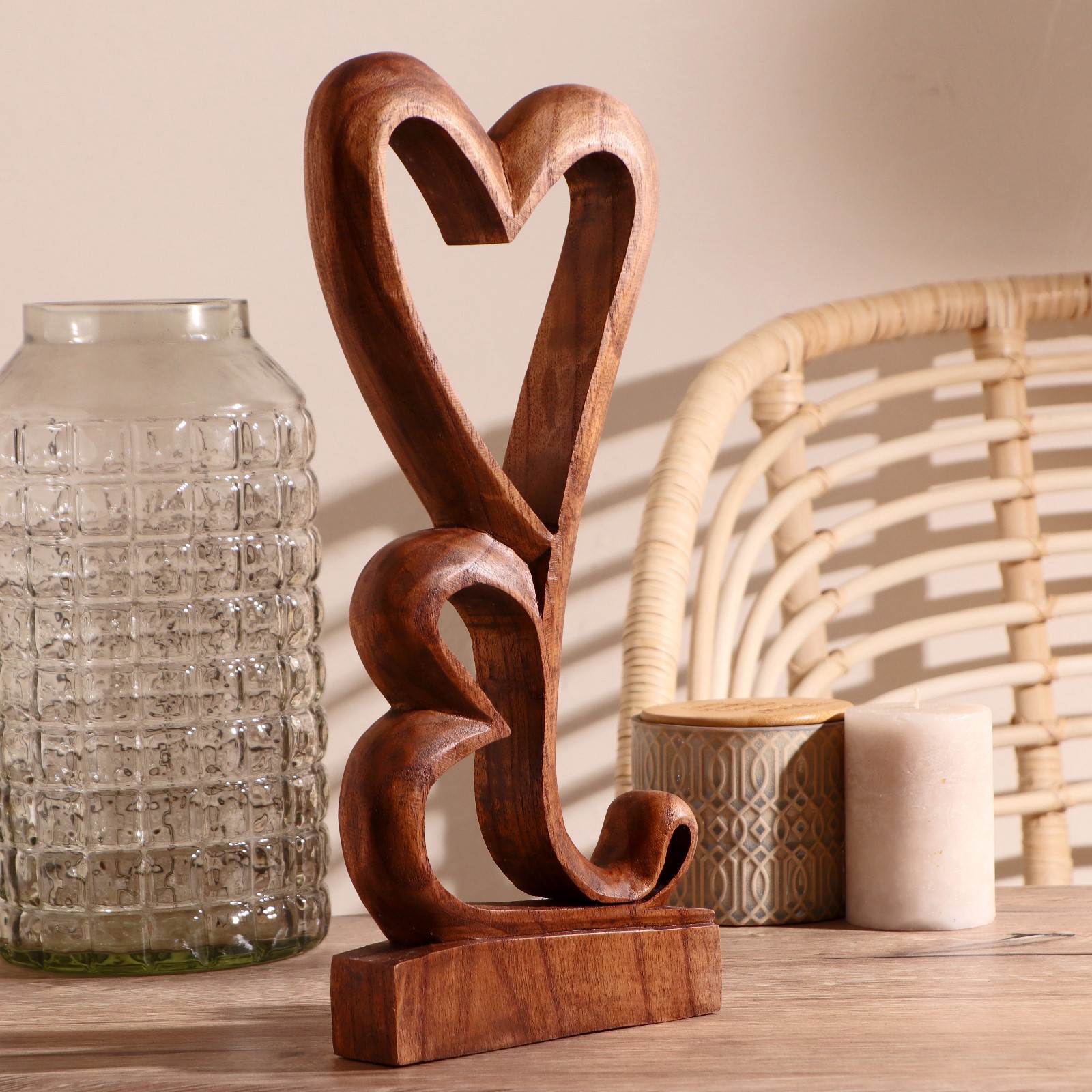 Изображение товара Сувенир интерьерный "Два сердца" коричневый цвет 40x19x4.5 см