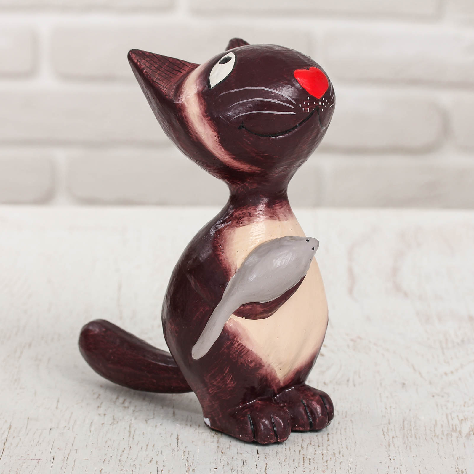 Изображение товара Сувенир интерьерный "Кот с мышкой" 13x8x17 см