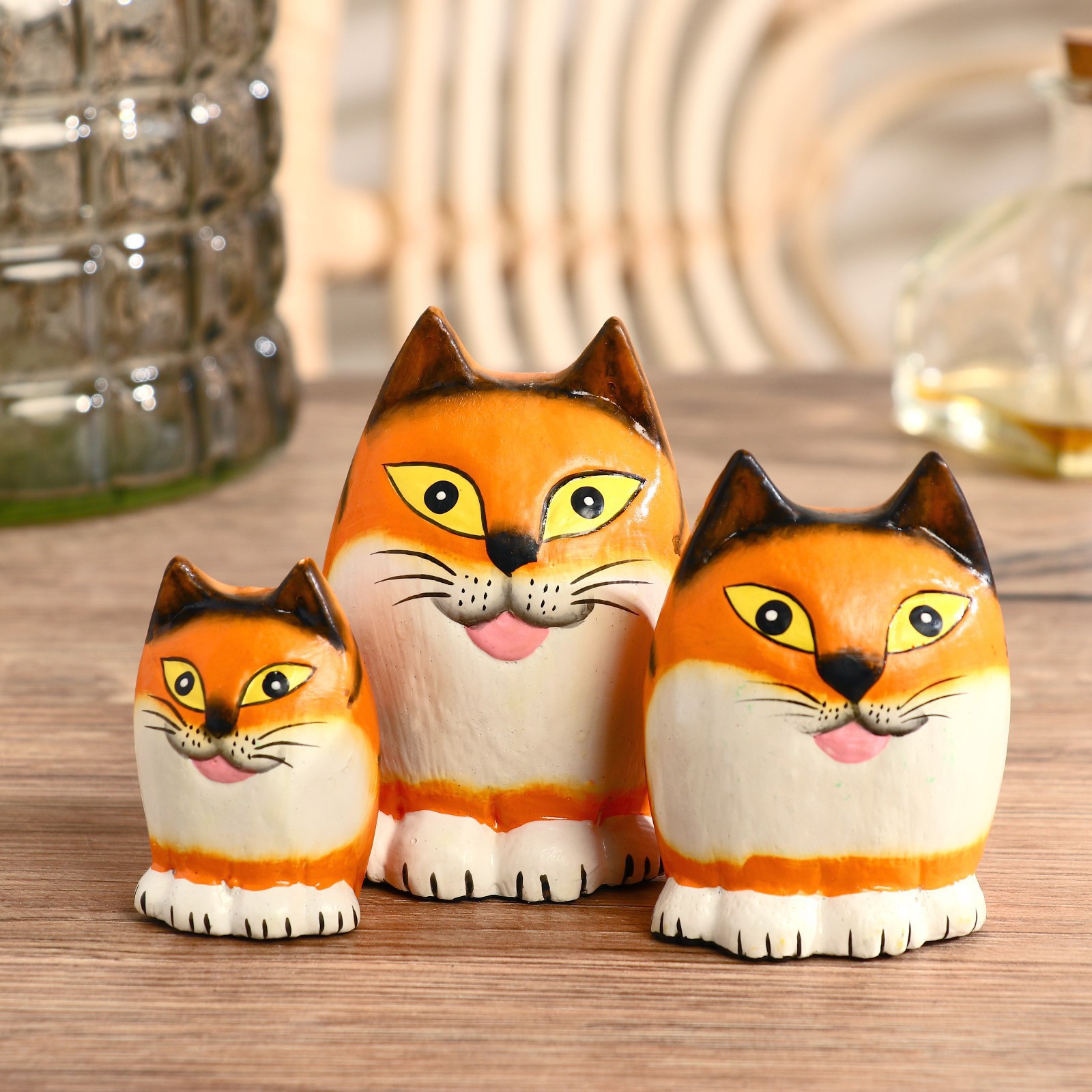Изображение товара Набор сувениров интерьерных 3 шт "Кошечки" высота 9. 8 и 6 см