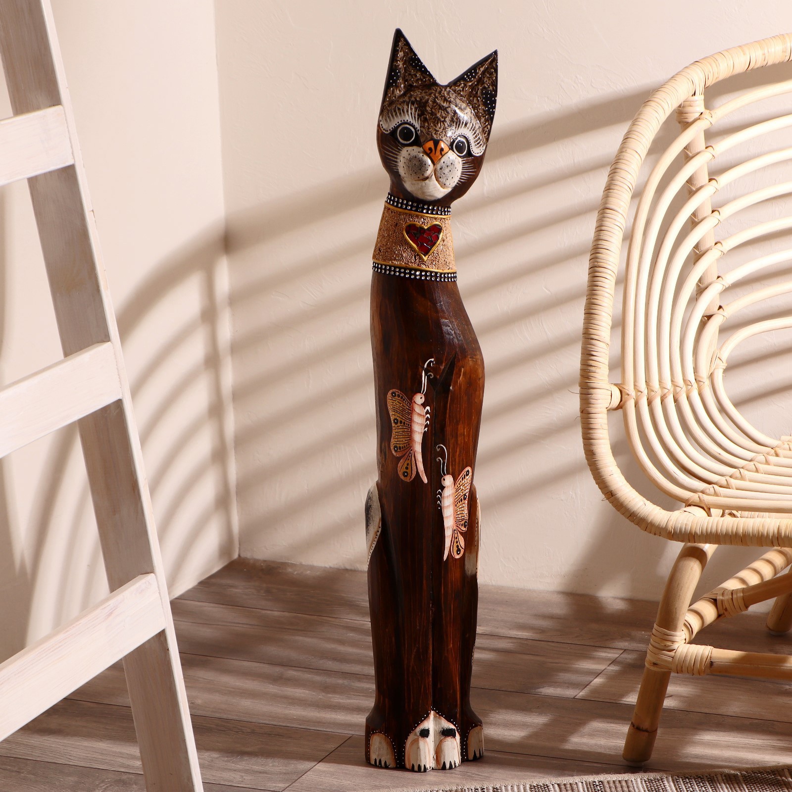 Изображение товара Сувенир интерьерный кошка с бабочками 80x13x7 см