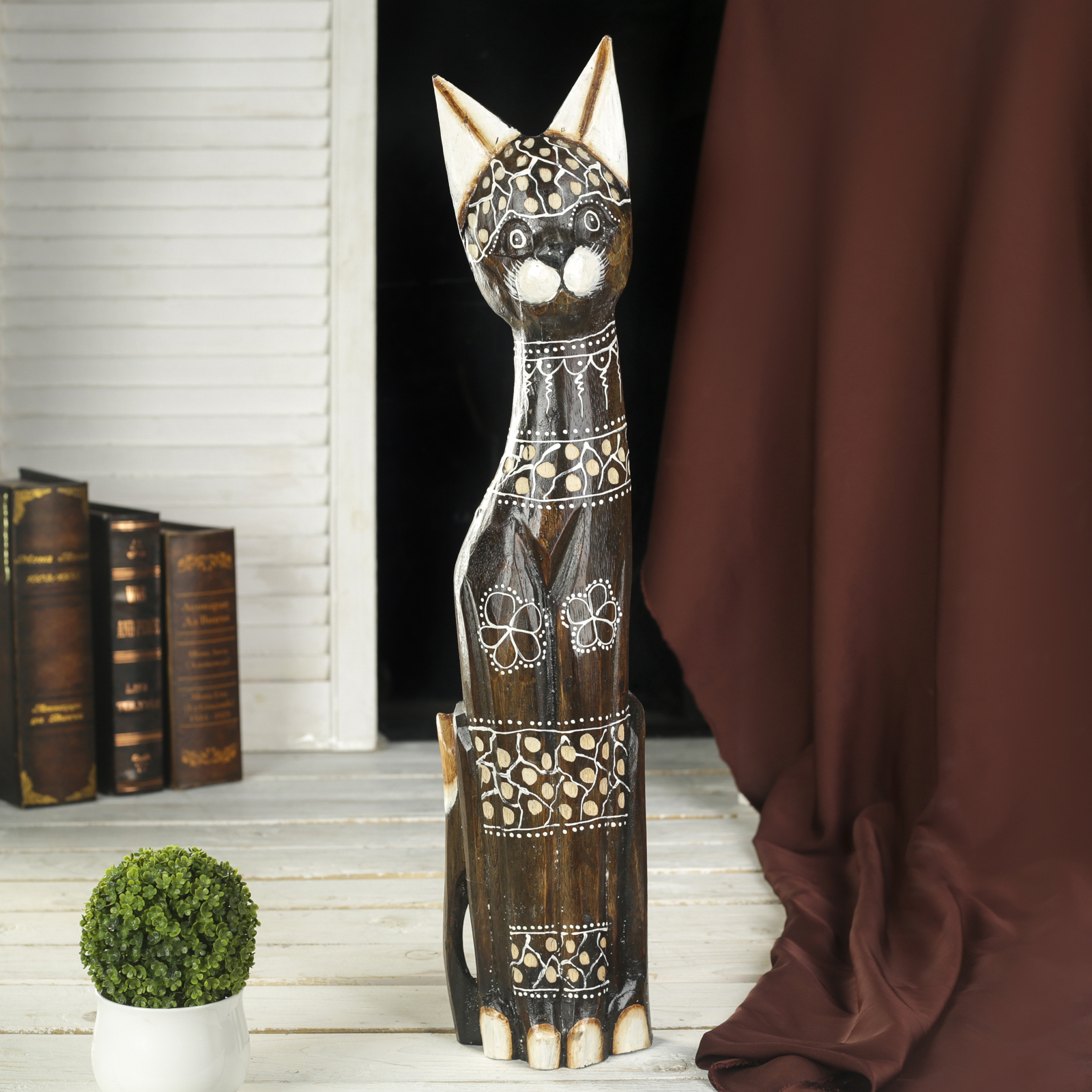 Изображение товара Сувенир интерьерный "Кошка с пятнистой головой" 5.5x12x60 см