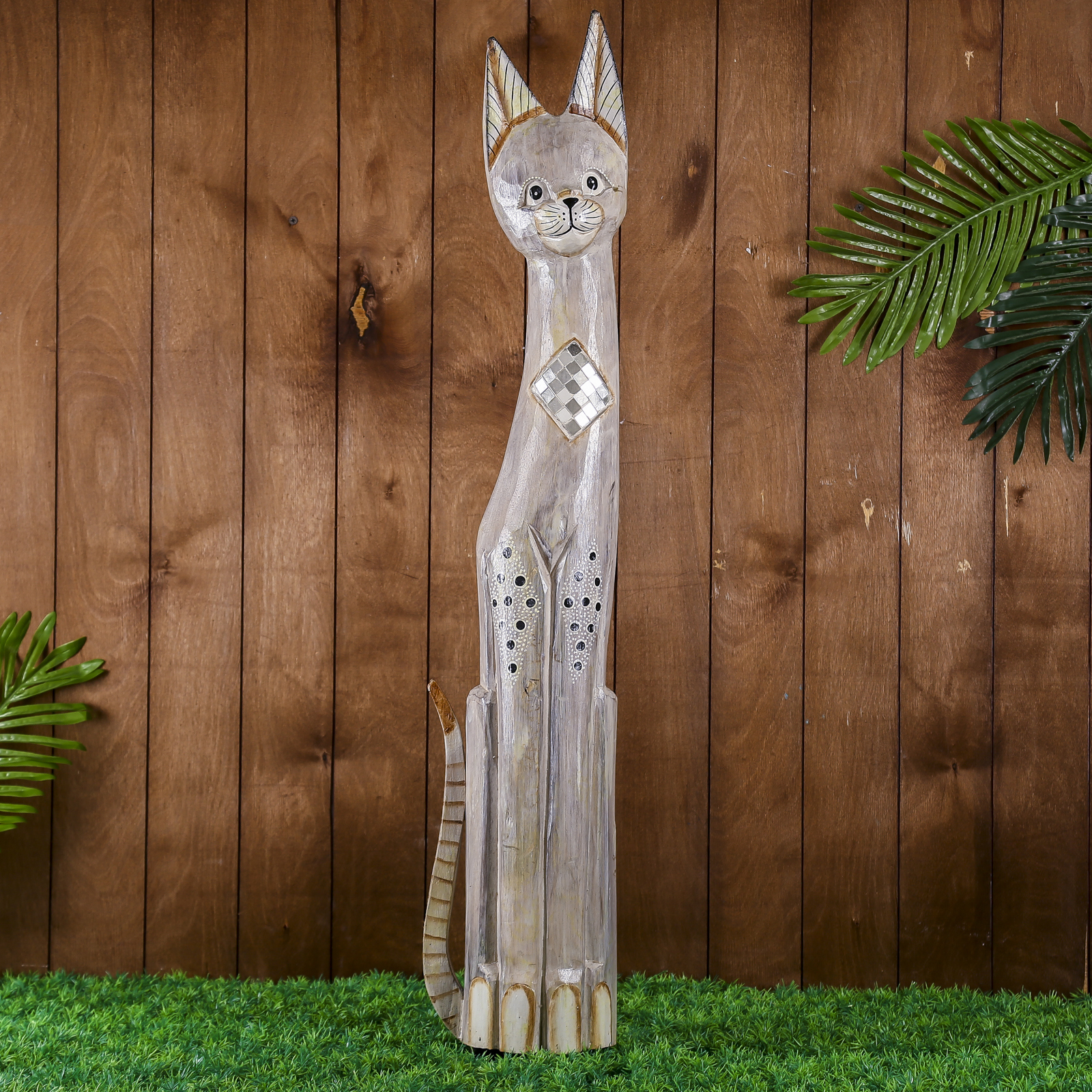 Изображение товара Сувенир интерьерный "Кошка с ромбиком из зеркальной мозаики" 100x22x8 см