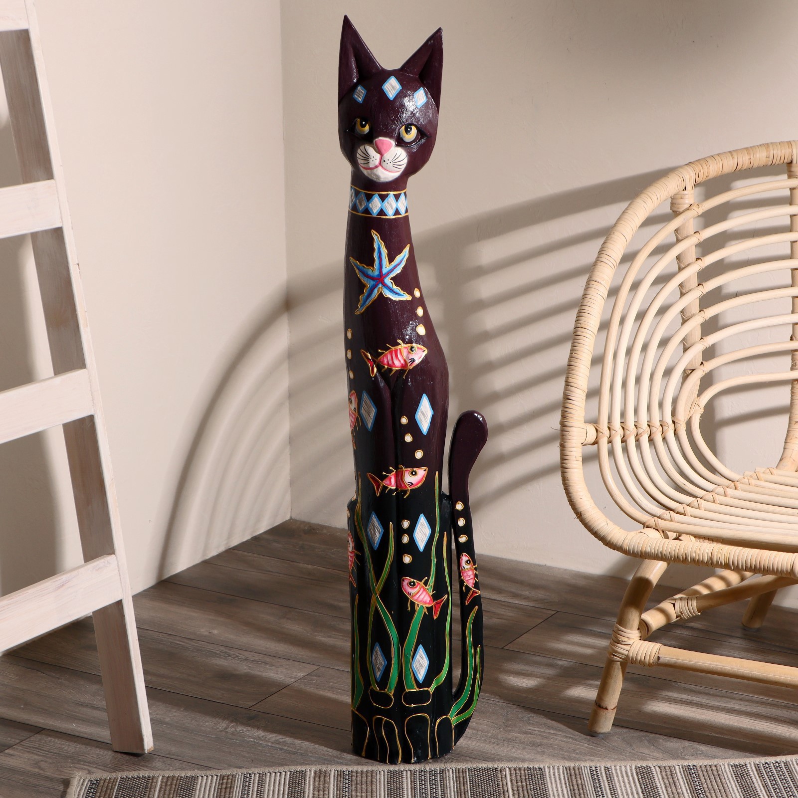 Изображение товара Сувенир интерьерный "Кошка с ярким рисунком" 21x7.5x100 см