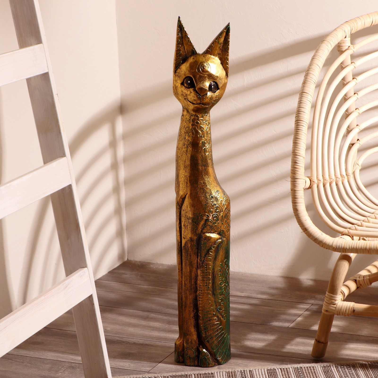 Изображение товара Сувенир интерьерный "Кошка золотистая" 18x7x80 см