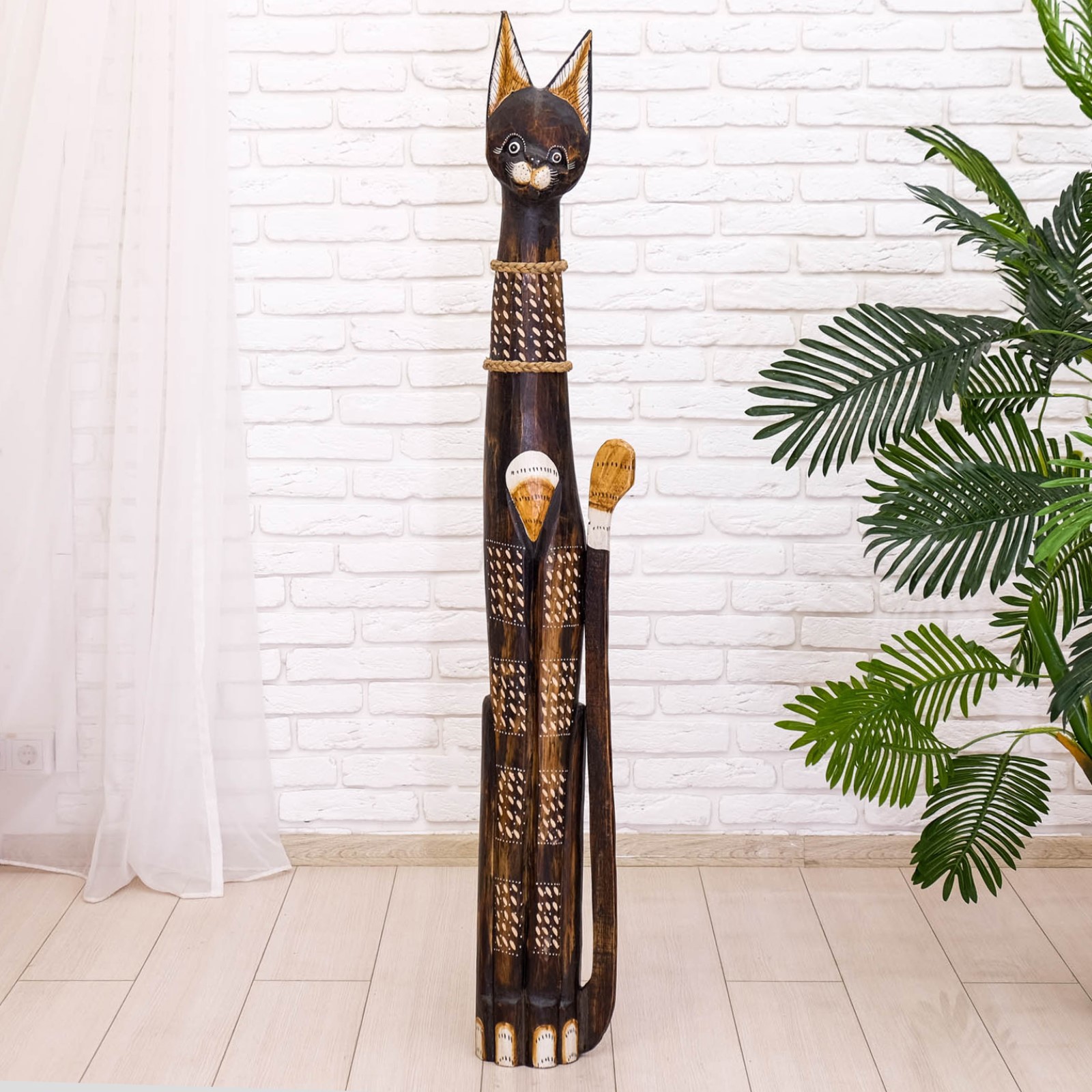 Изображение товара Сувенир интерьерный "Кошка светлые хвостик и грудка" высота 150 см