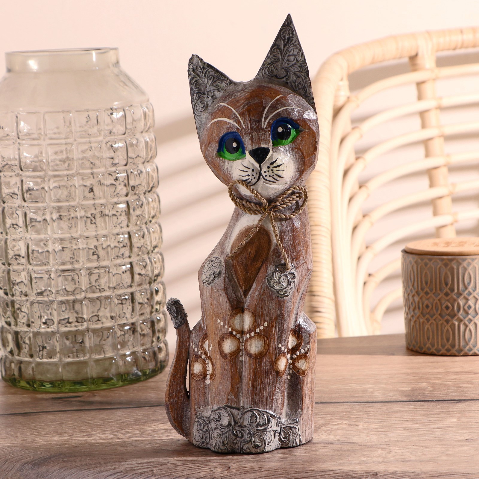 Изображение товара Сувенир интерьерный "Кошка серенькая с узорами" высота 30 см