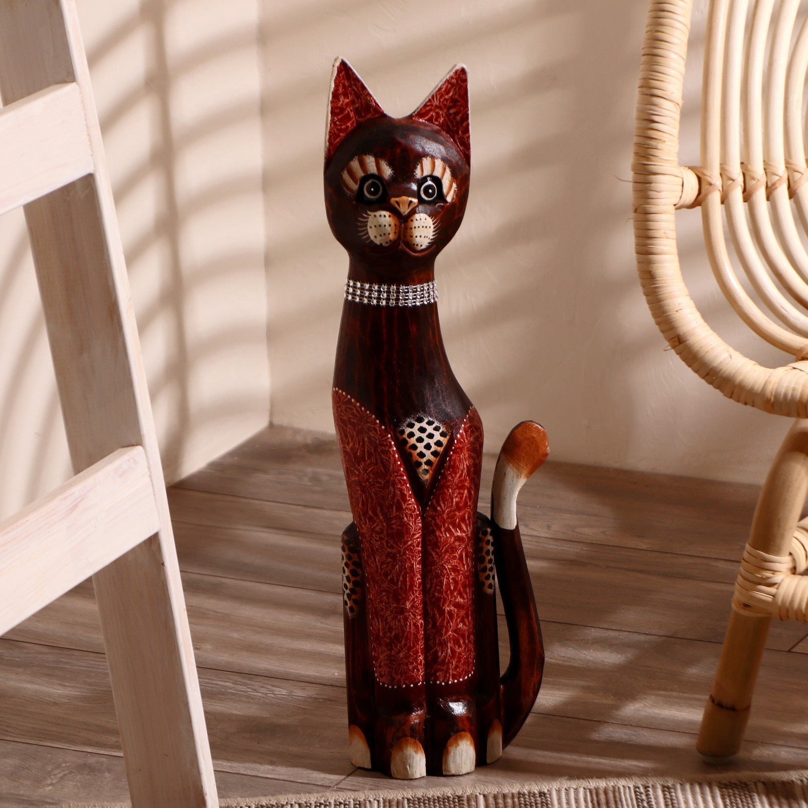 Изображение товара Сувенир интерьерный "Кошка красные лапки и уши" высота 50 см