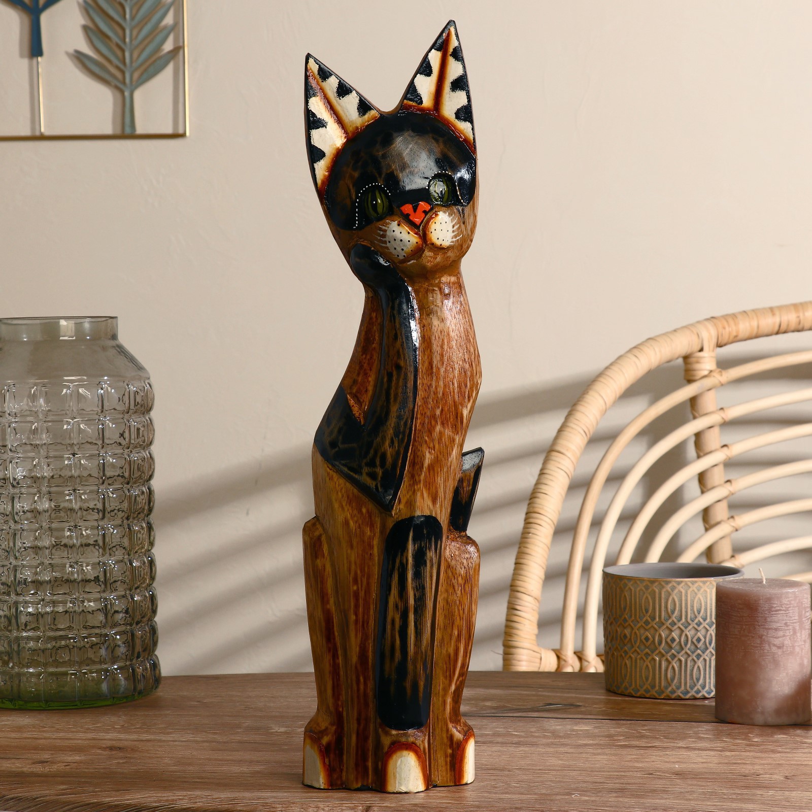 Изображение товара Сувенир интерьерный "Кошка" светло-коричневая, высота 50 см