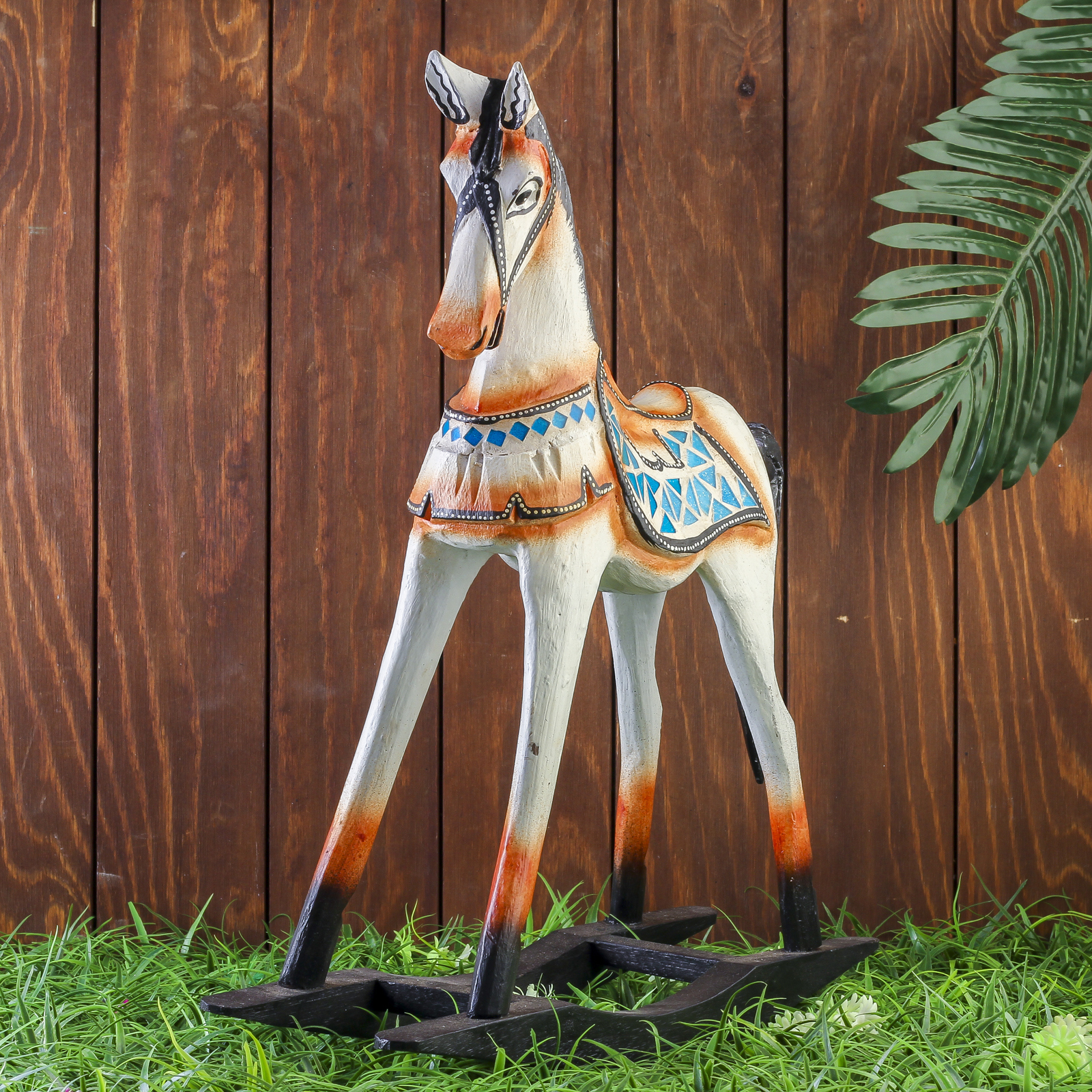 Изображение товара Лошадка качалка — декоративная интерьерная фигура из дерева 40x13x43 см