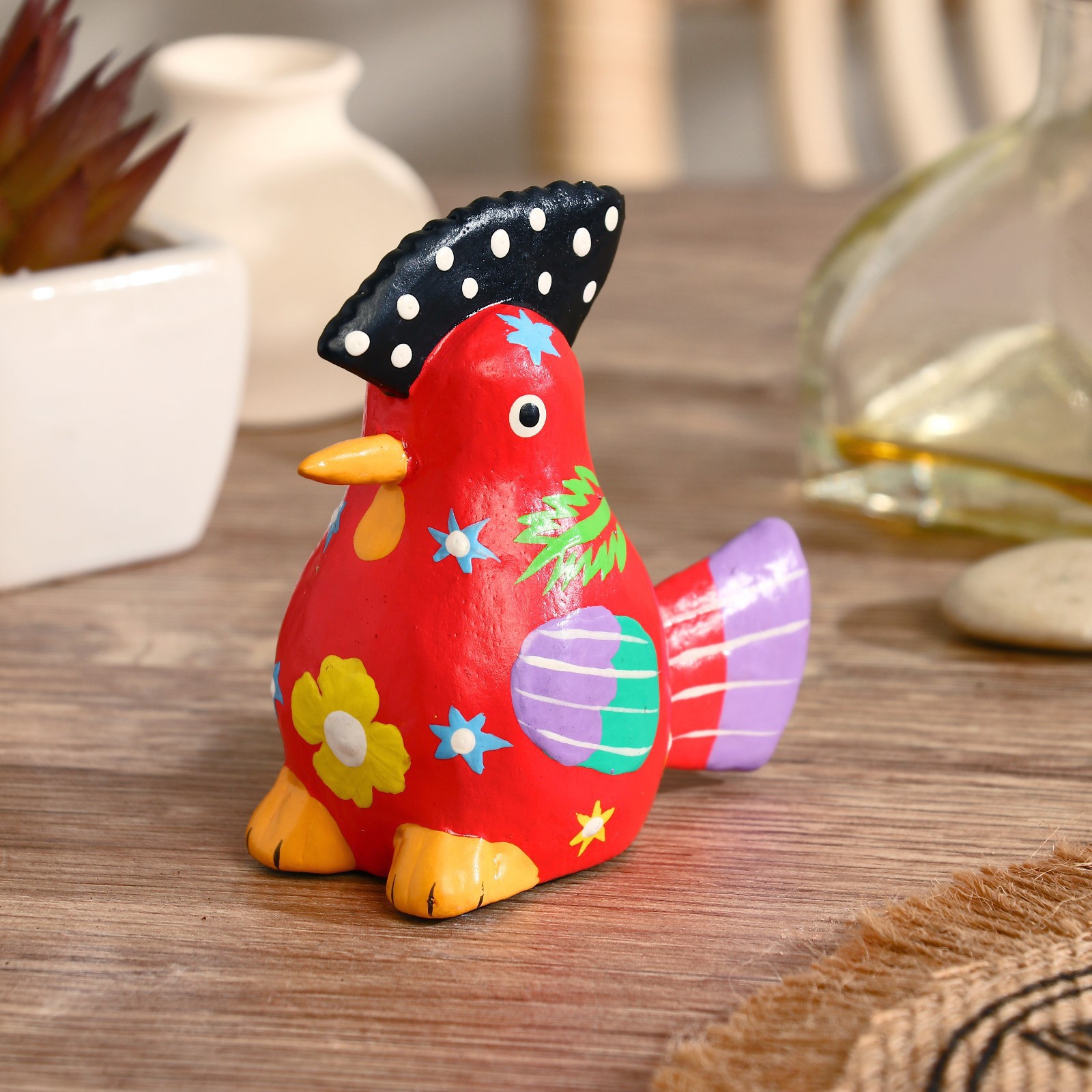 Изображение товара Петушок декоративная фигура из дерева, красная, 7x8x4 см