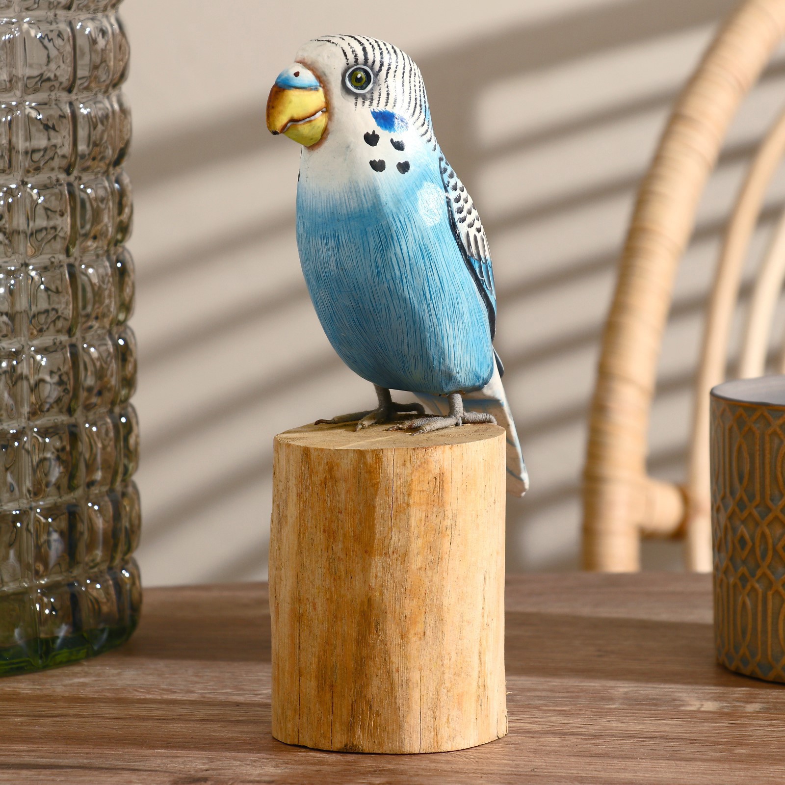 Изображение товара Сувенир интерьерный Попугай голубой 22 см — ручная работа