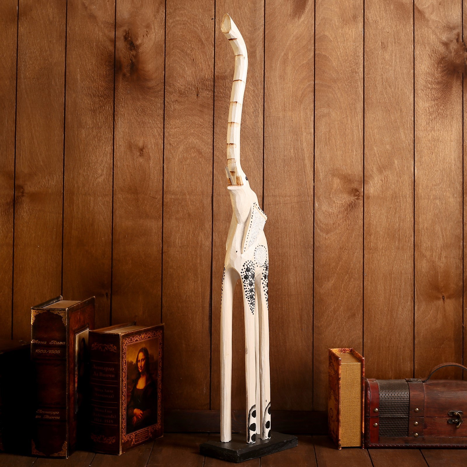 Изображение товара Слон с ажурными ушками — декоративная фигура из дерева 80x17x10 см