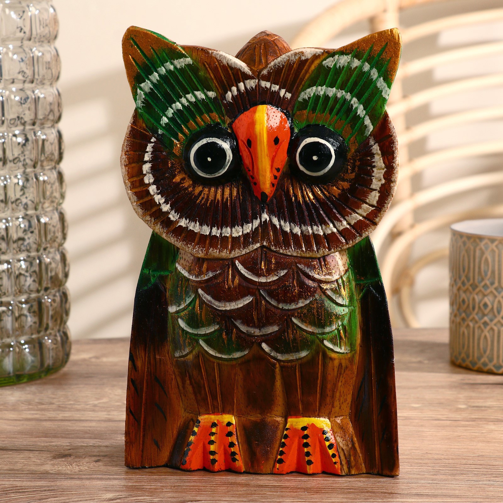 Изображение товара Сувенир интерьерный «Сова» 25 см — дерево, Индонезия