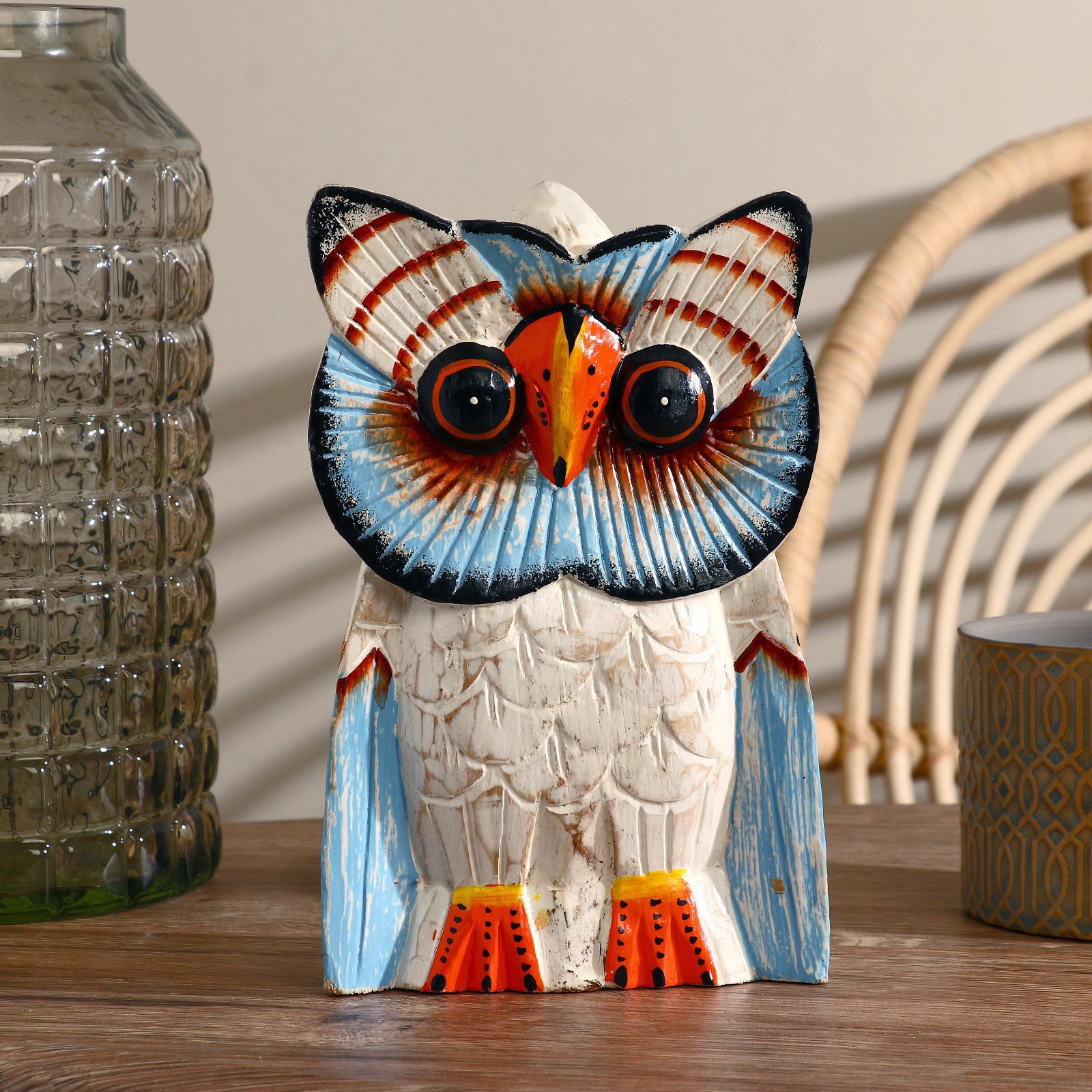 Изображение товара Сувенир интерьерный "Сова белогрудая" голубая 25 см