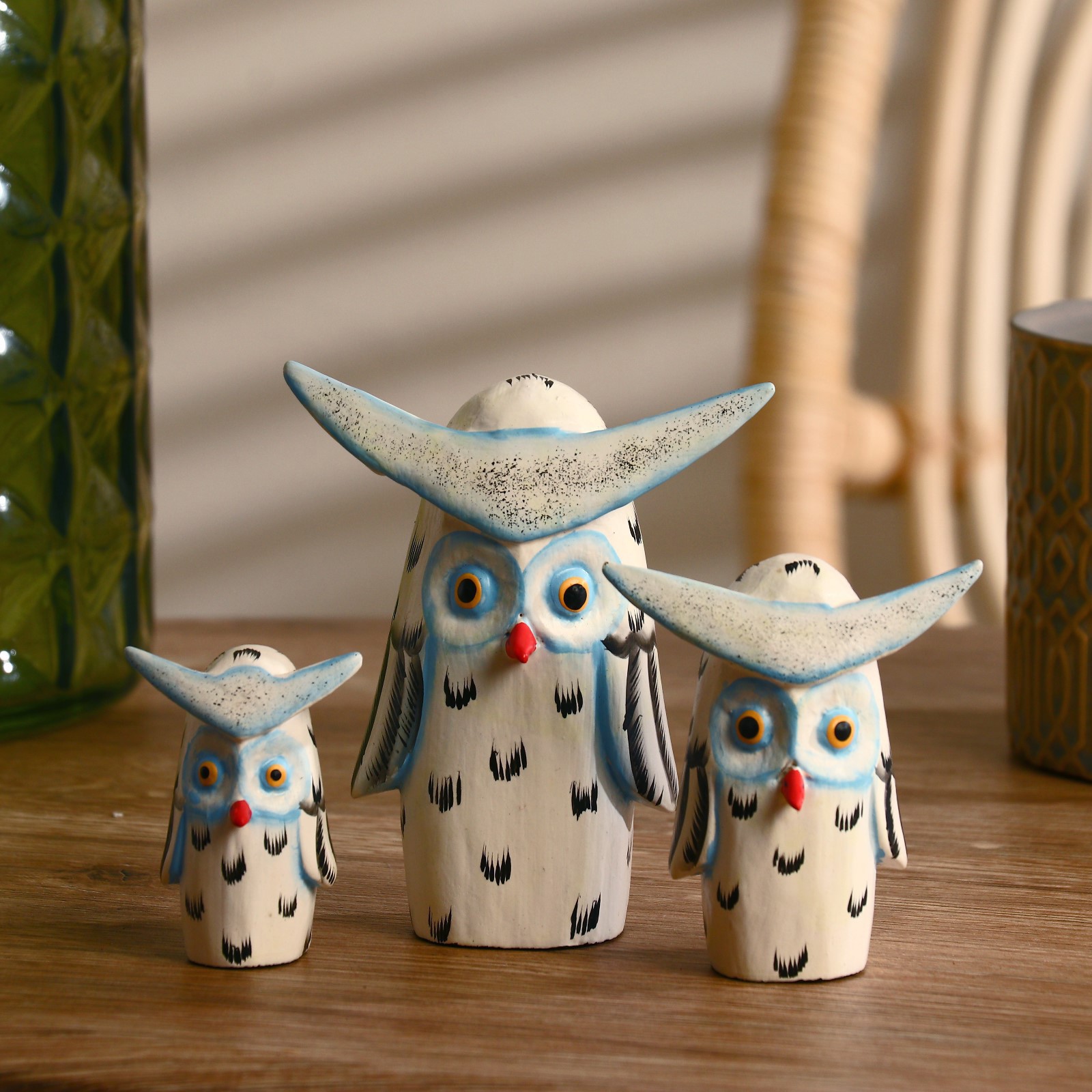 Изображение товара Набор сувениров интерьерных 3 шт "Совушки" высота 11. 9 и 7 см