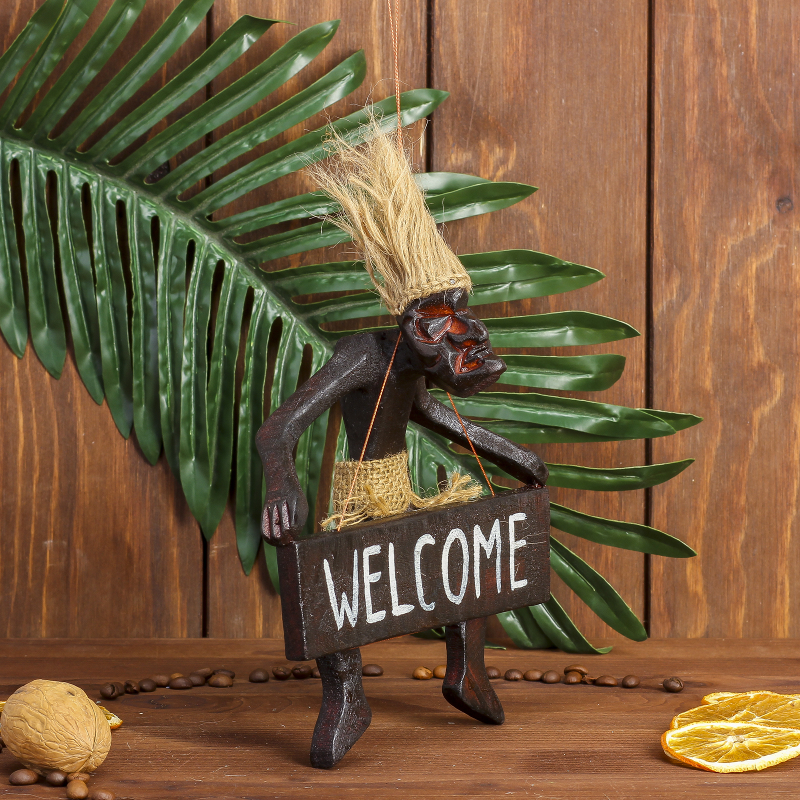Изображение товара Декоративная фигура SIMALAND "Абориген Welcome" деревянная 18x16x8 см