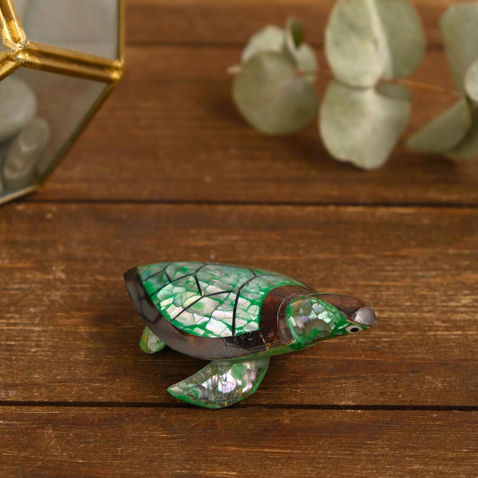 Изображение товара Зеленая черепашка — декоративная фигура из смолы 8x5,5x2,5 см