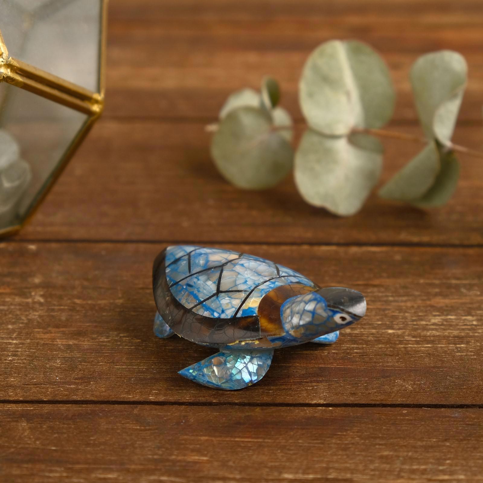 Изображение товара Синяя черепашка — интерьерный сувенир из смолы, 8x5.5x2.5 см