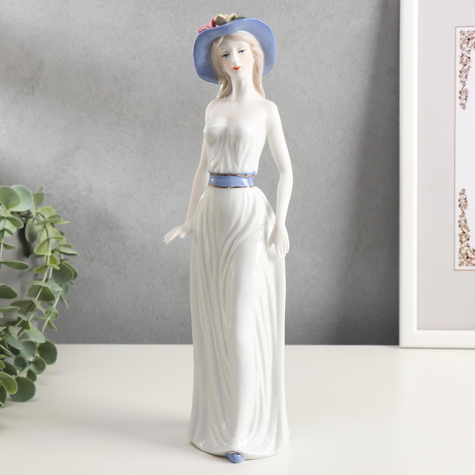 Изображение товара Сувенир интерьерный "Девушка в белом платье в шляпке с цветами" 30x8.5x6.5 см