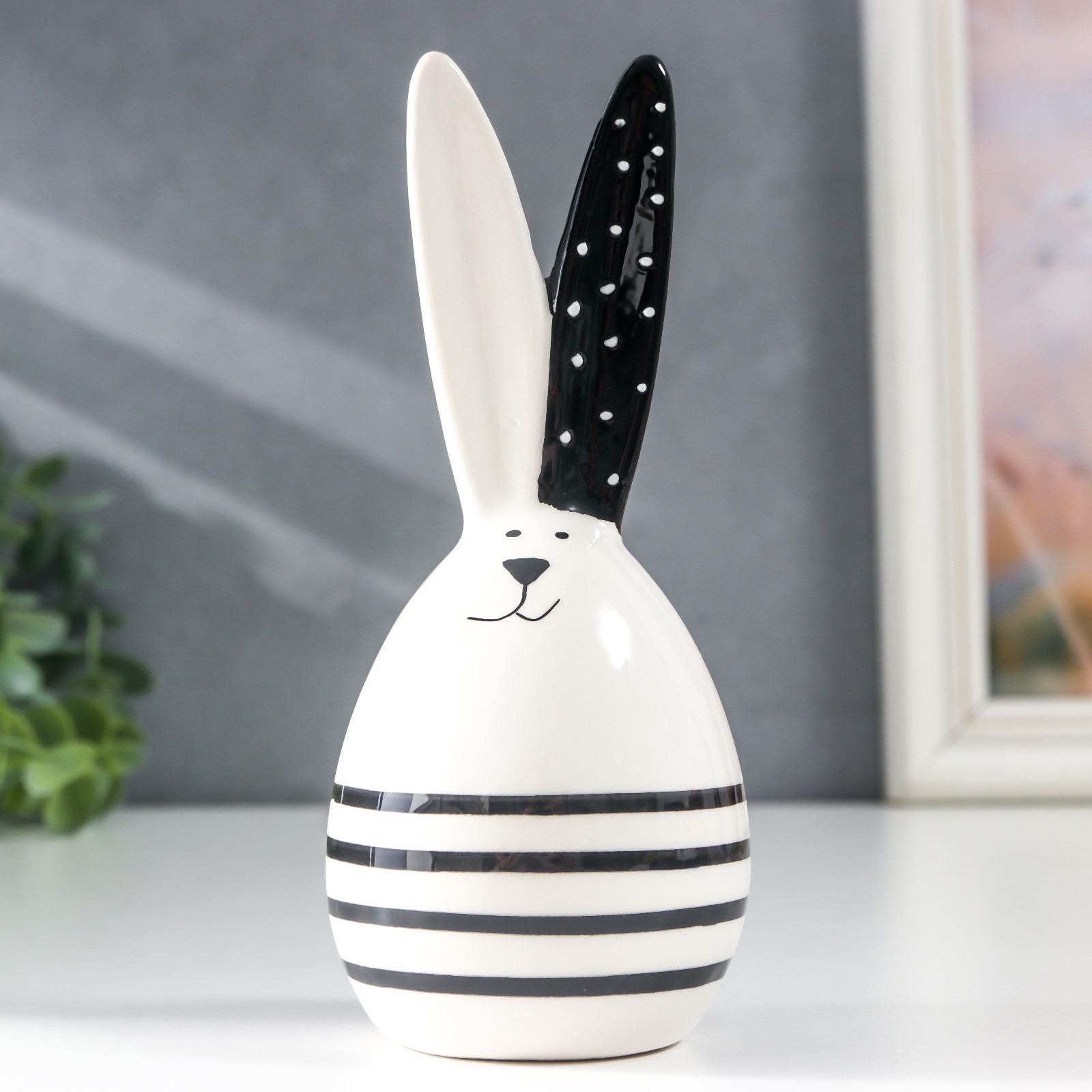 Изображение товара Сувенир интерьерный "Зайчишка-пузанчик в полоску" 6.5x6.5x15 см