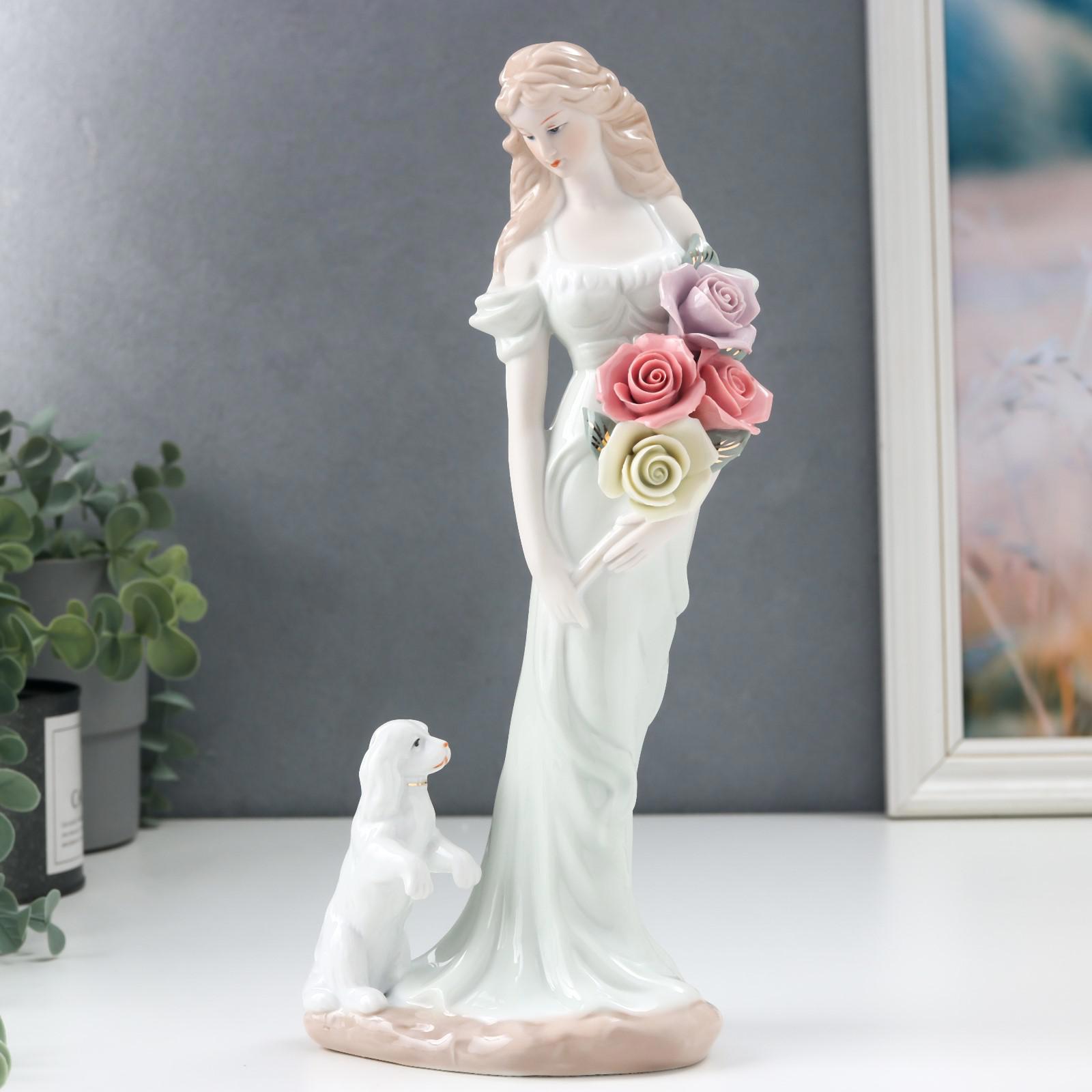 Изображение товара Сувенир интерьерный SIMALAND Клара с розами и щенком 30x12x8 см