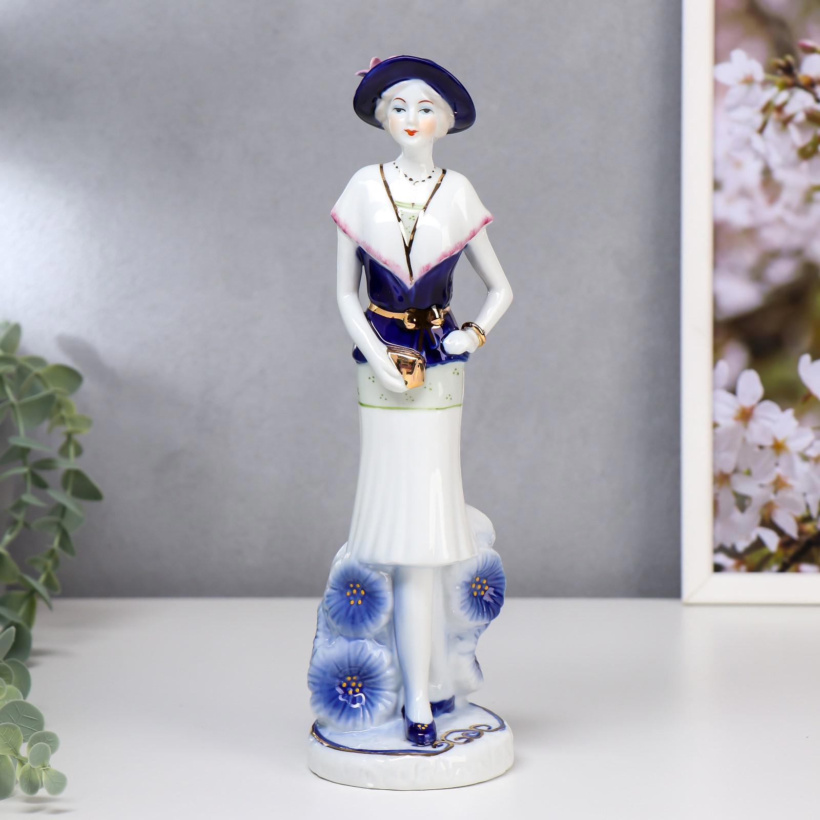 Изображение товара Сувенир интерьерный "Мадмуазель с маленьким клатчем" кобальт 27.5x7.5x8 см