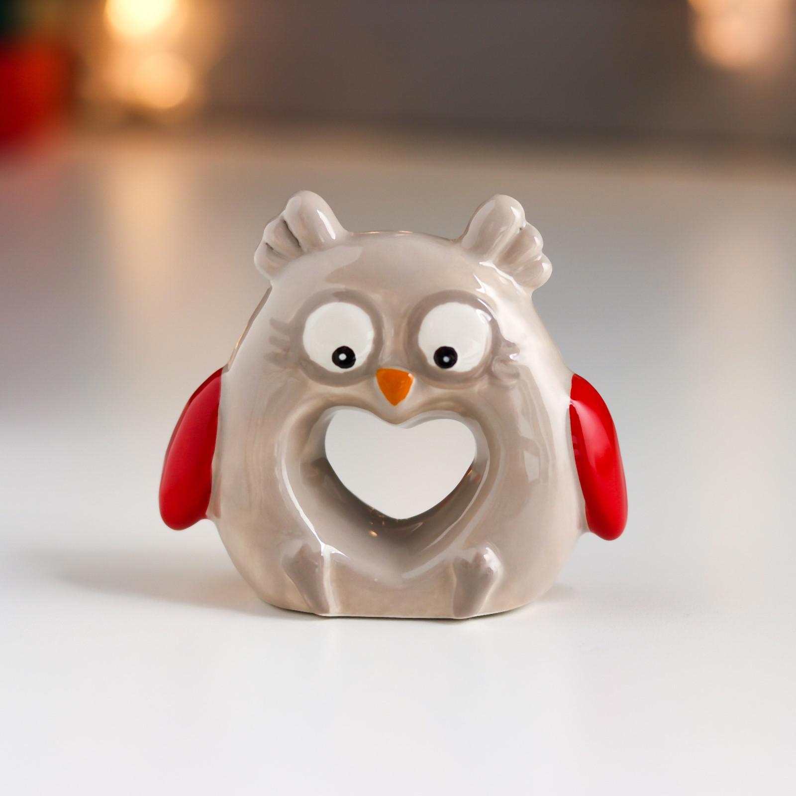 Изображение товара Сувенир интерьерный "Совёнок красные крылышки сердечко" 7x3.7x8.1 см