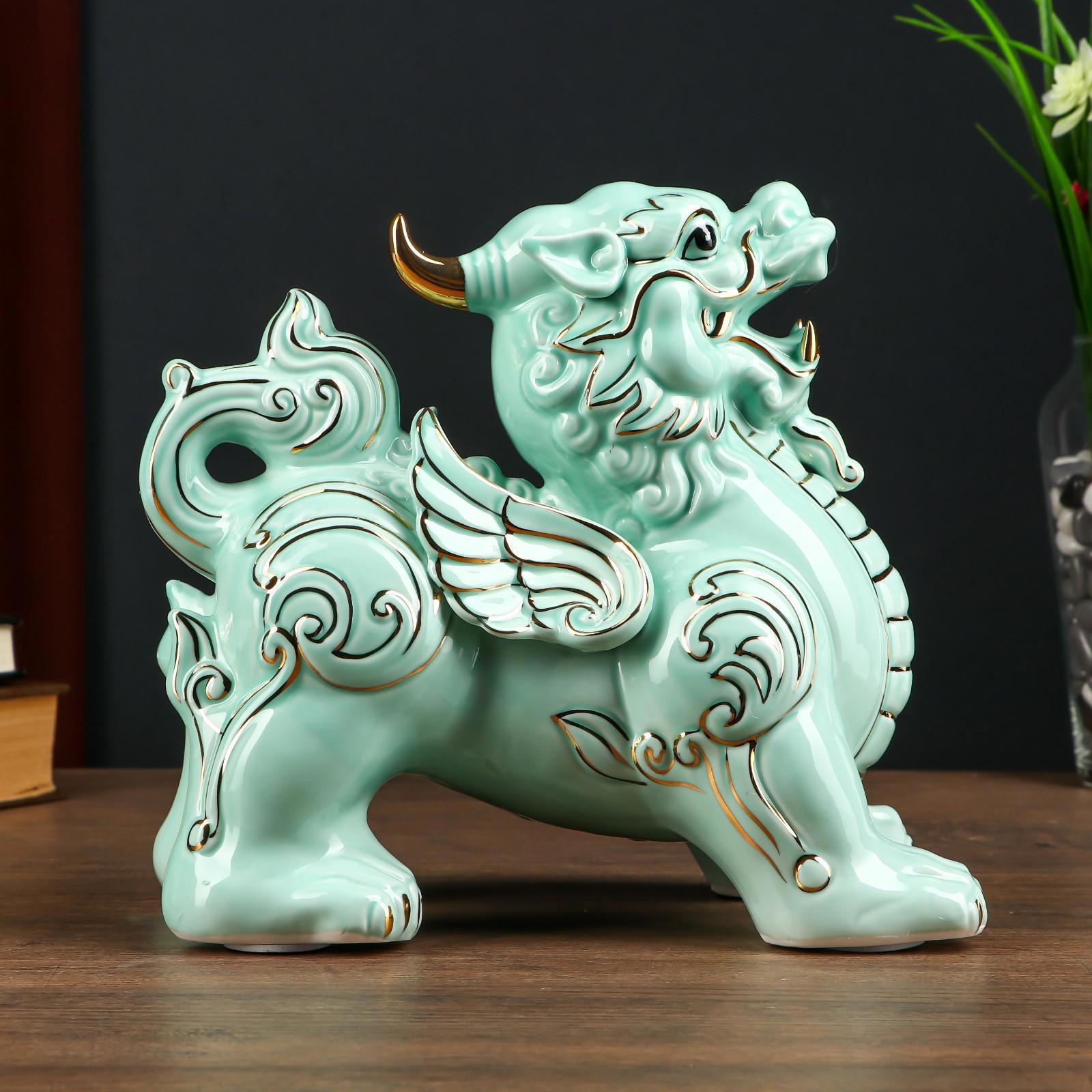 Изображение товара Пи Яо нэцке — талисман защиты и богатства, керамика 23x15x25 см