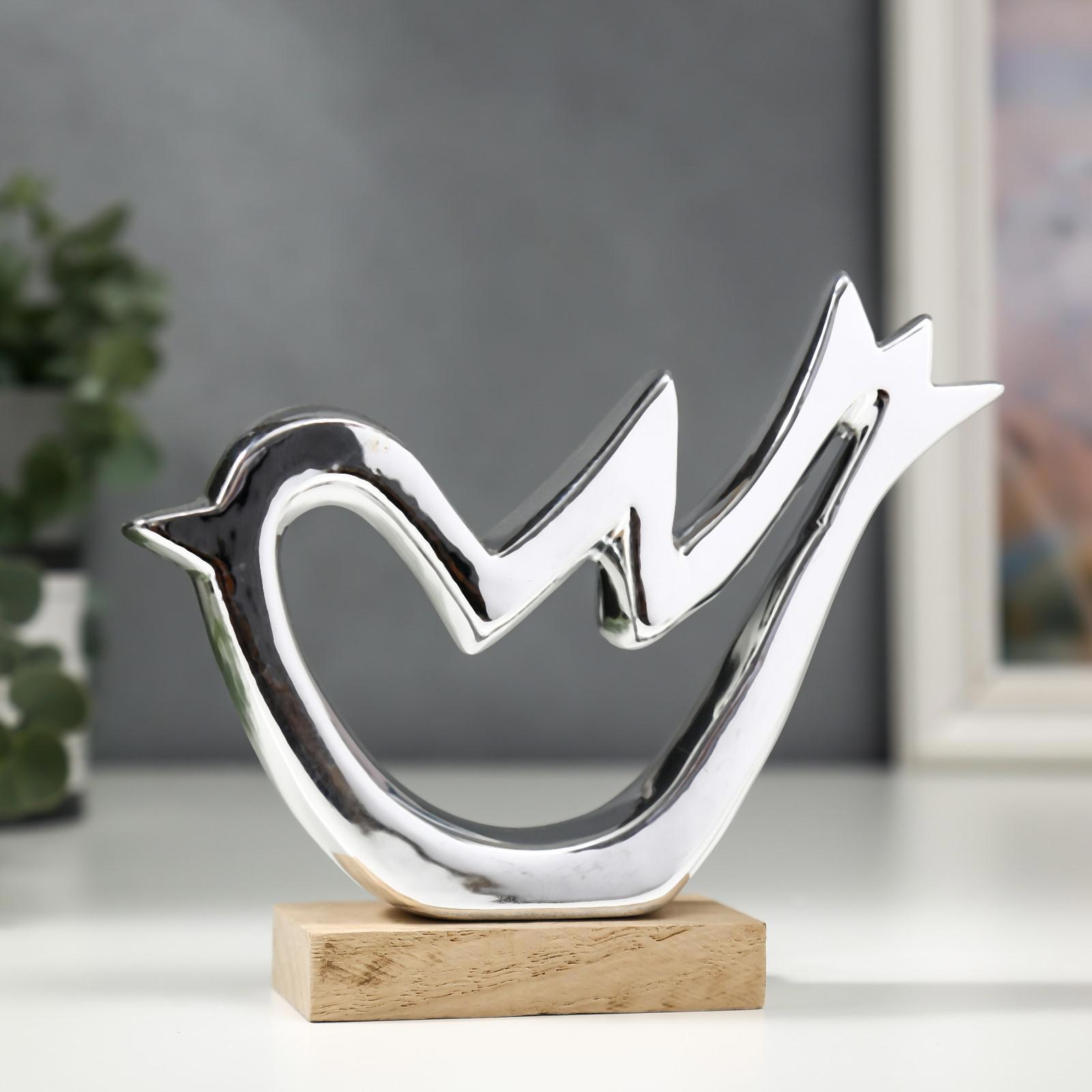 Изображение товара Сувенир интерьерный "Птичка" серебро 13x4.5x16.3 см