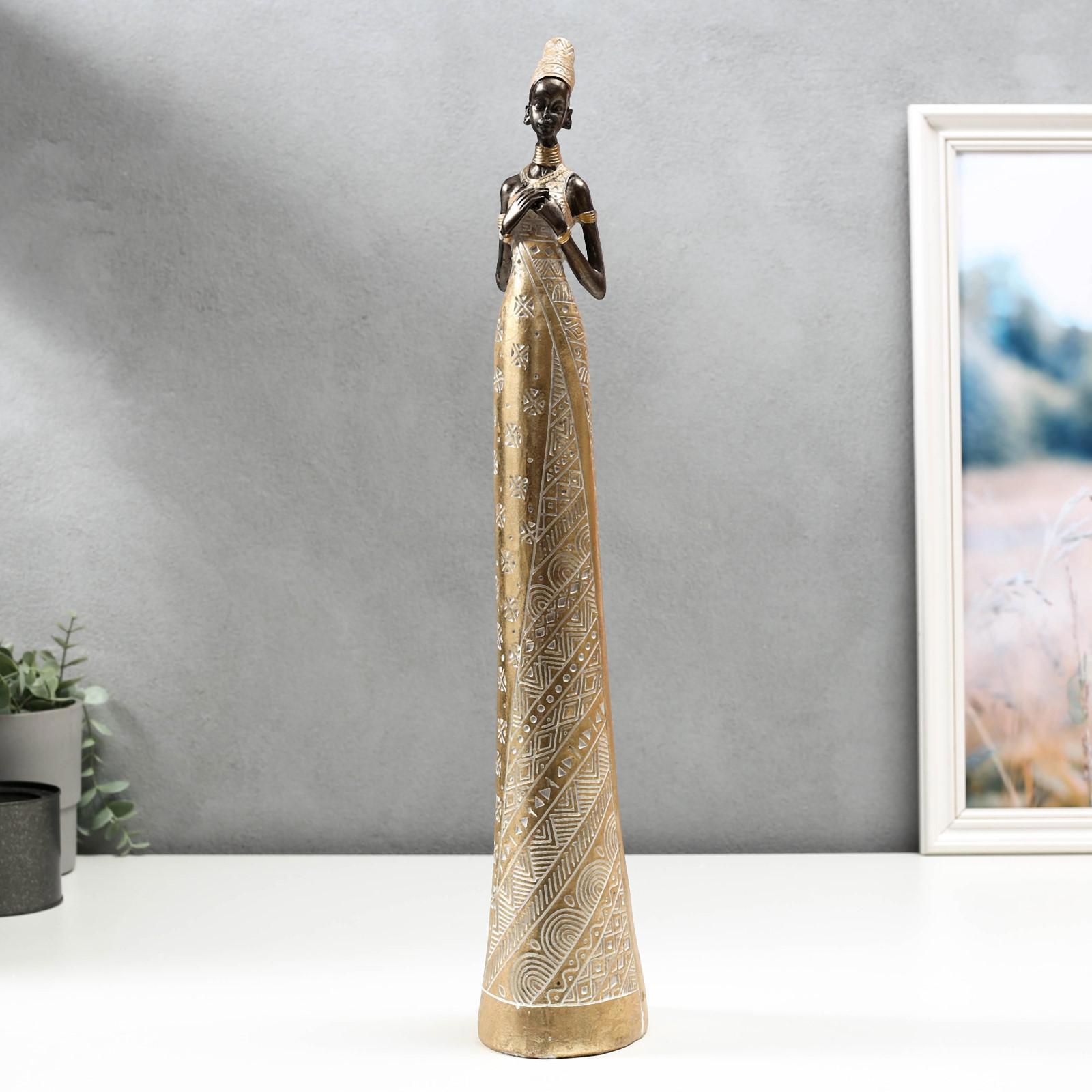 Изображение товара Сувенир интерьерный "Африканка в золотом платье с кувшином" 54x12.3x9 см