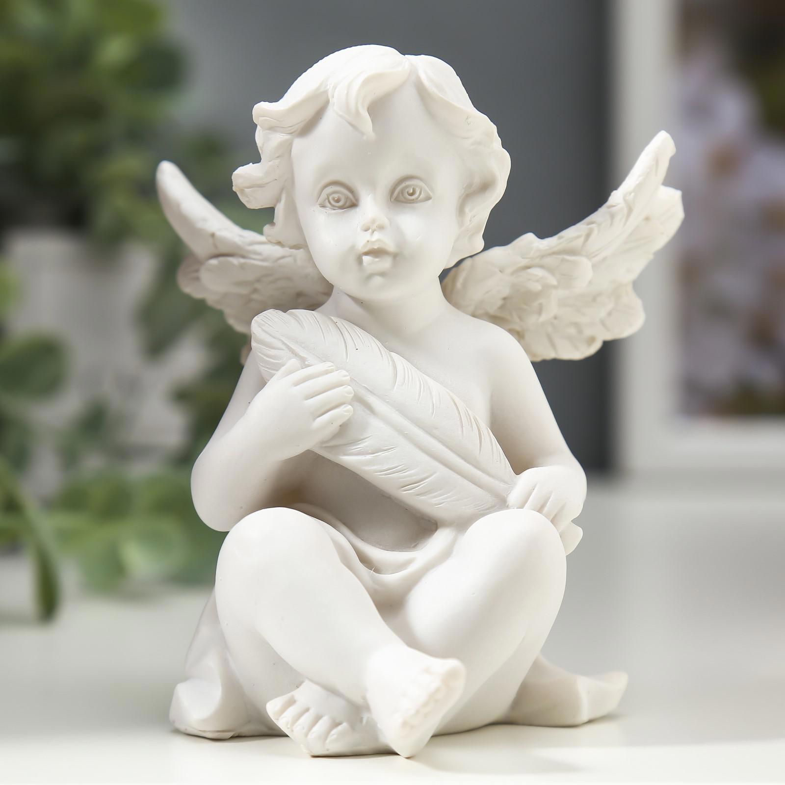 Изображение товара Сувенир интерьерный "Белоснежный ангел с пёрышком" 9.3x7x6 см