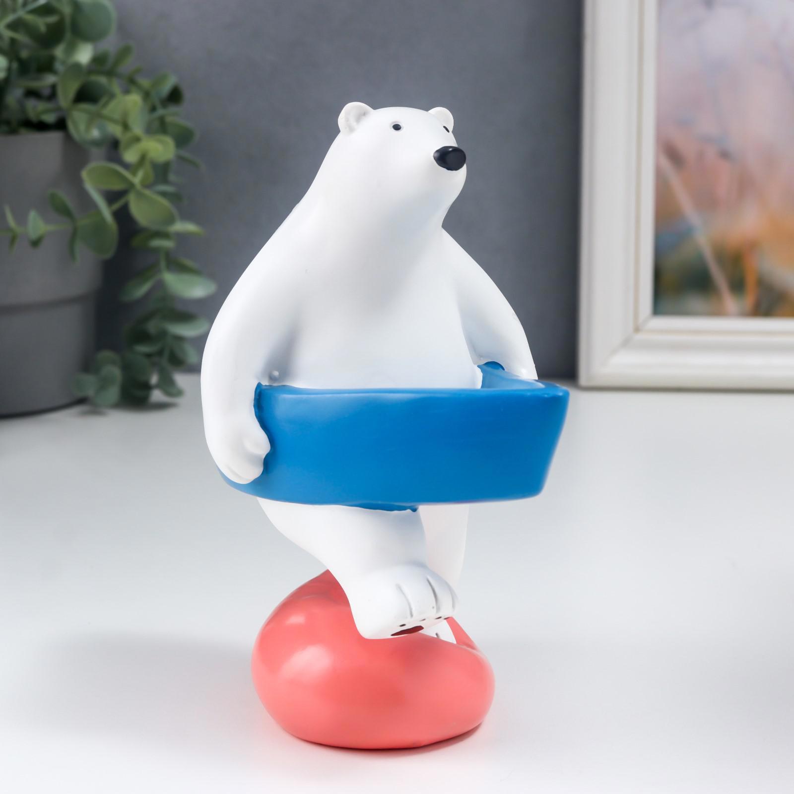 Изображение товара Сувенир интерьерный "Белый мишка раздавил воздушный шарик" 16.5x9.5x14см