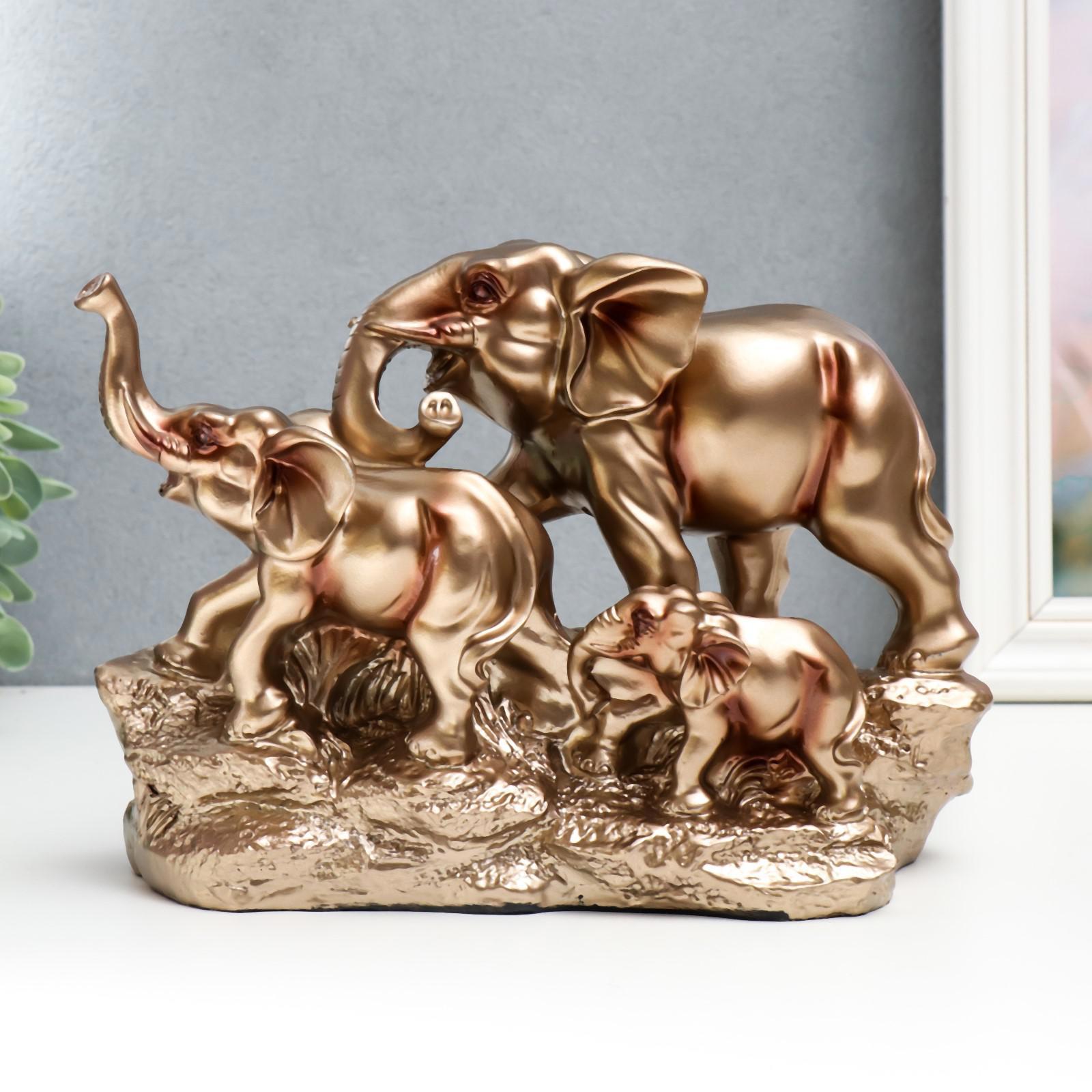 Изображение товара Сувенир бронзовые слоны на скале — восхождение, 16,5×12,2×22,5 см