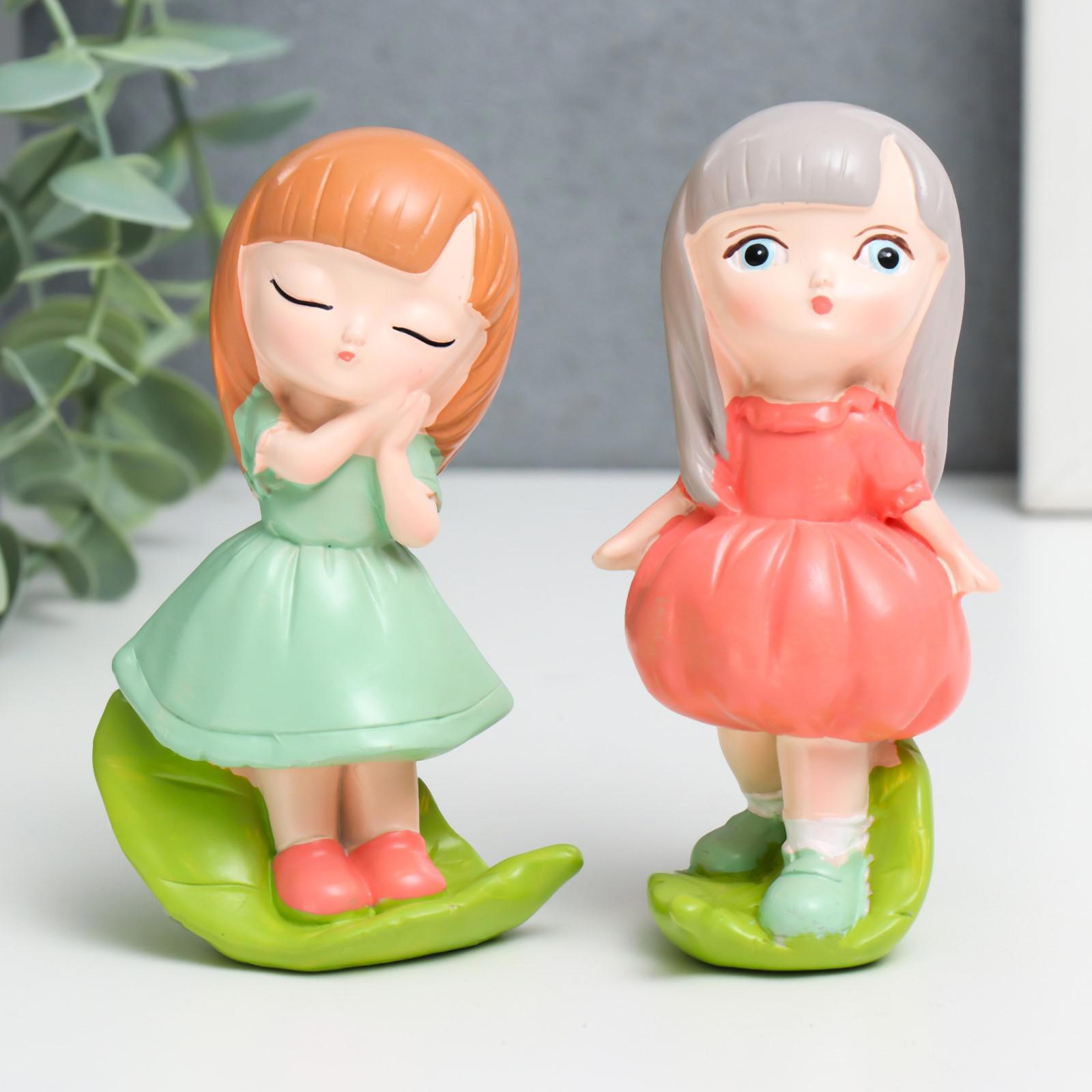 Изображение товара Сувенир интерьерный "Девочка на листочке" набор 2 шт 10x4x6 см