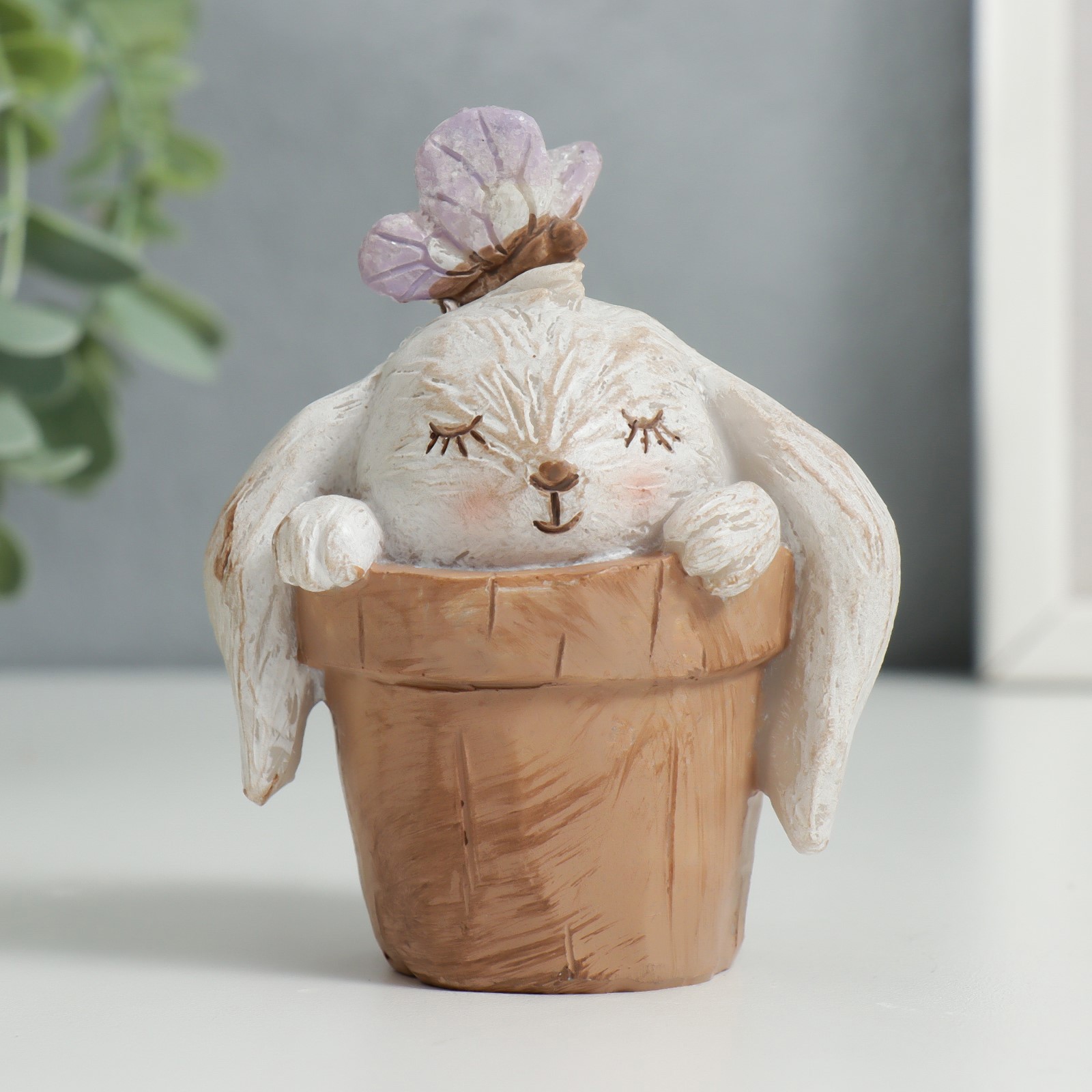 Изображение товара Сувенир интерьерный «Зайка спит в горшочке» 10x6x8 см