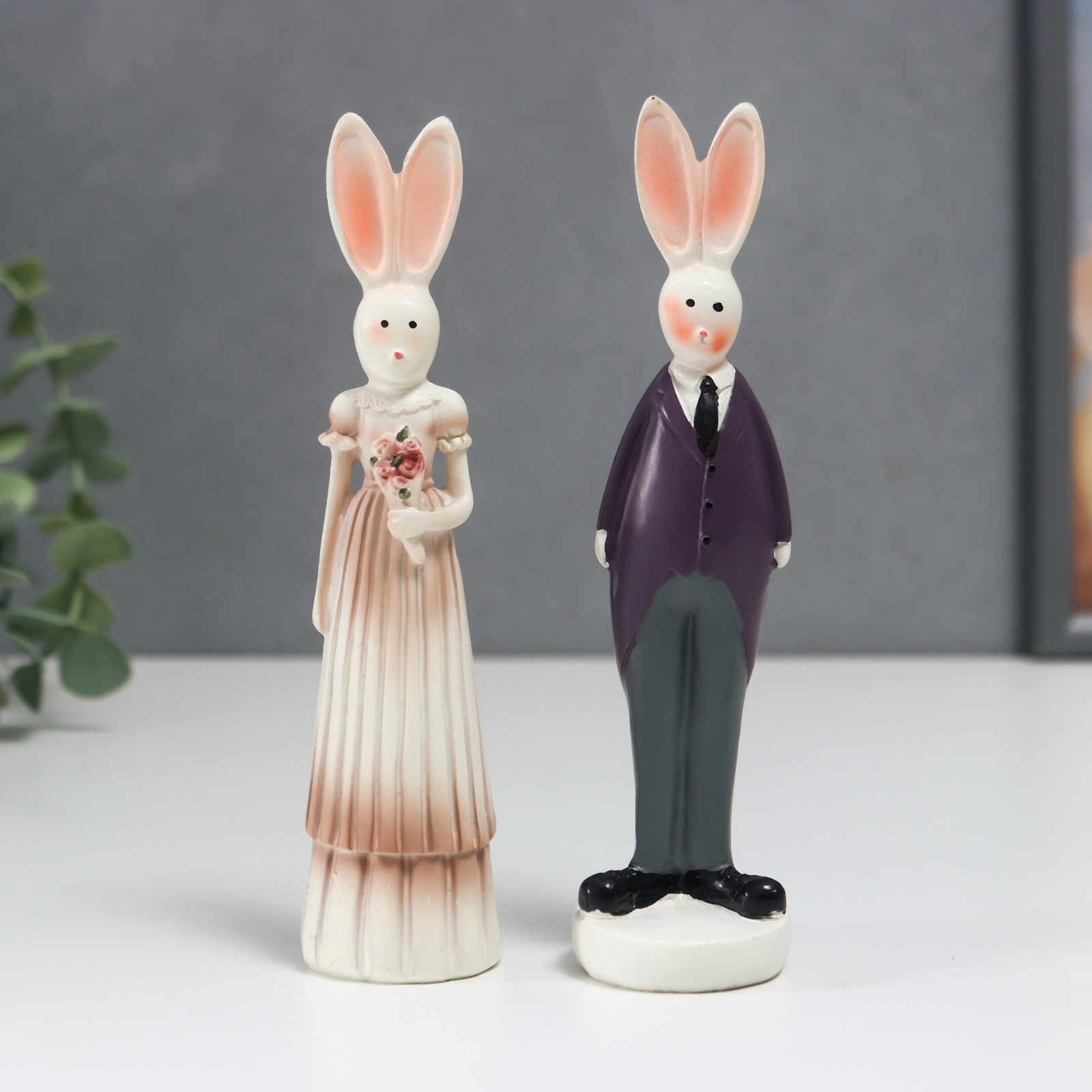 Изображение товара Зайчики - романтичный вечер: набор сувениров 2 шт, 15,5 см