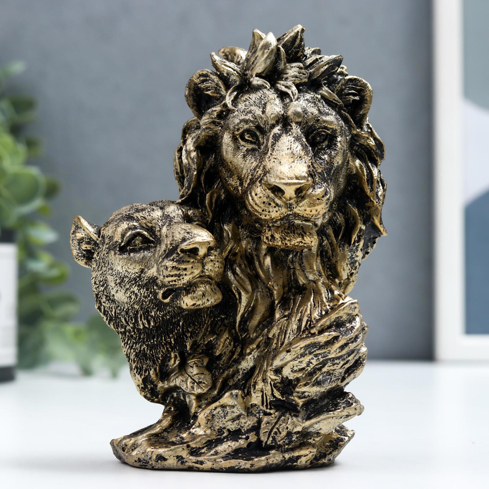 Изображение товара Сувенир интерьерный "Лев и львица" под бронзу 14x7x11 см