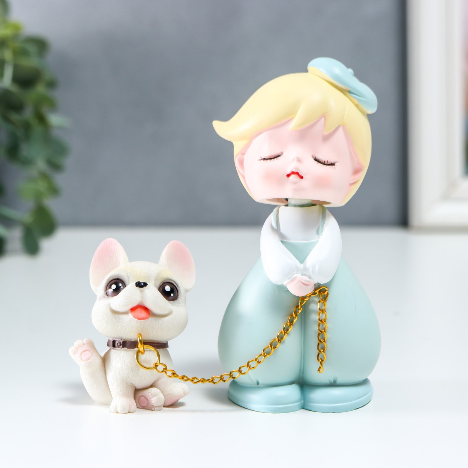 Изображение товара Сувенир интерьерный "Маленький принц с пёсиком на прогулке" 11.2x3.6x9.5 см