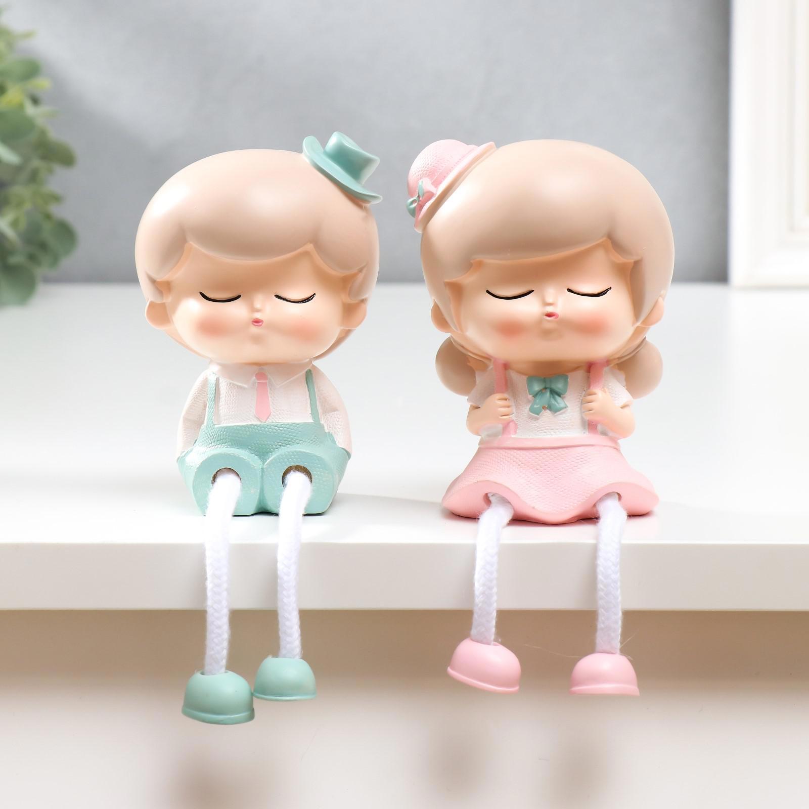 Изображение товара Набор сувениров «Малыши в шляпках» 2 шт, 15,5×6×6 см, полистоун