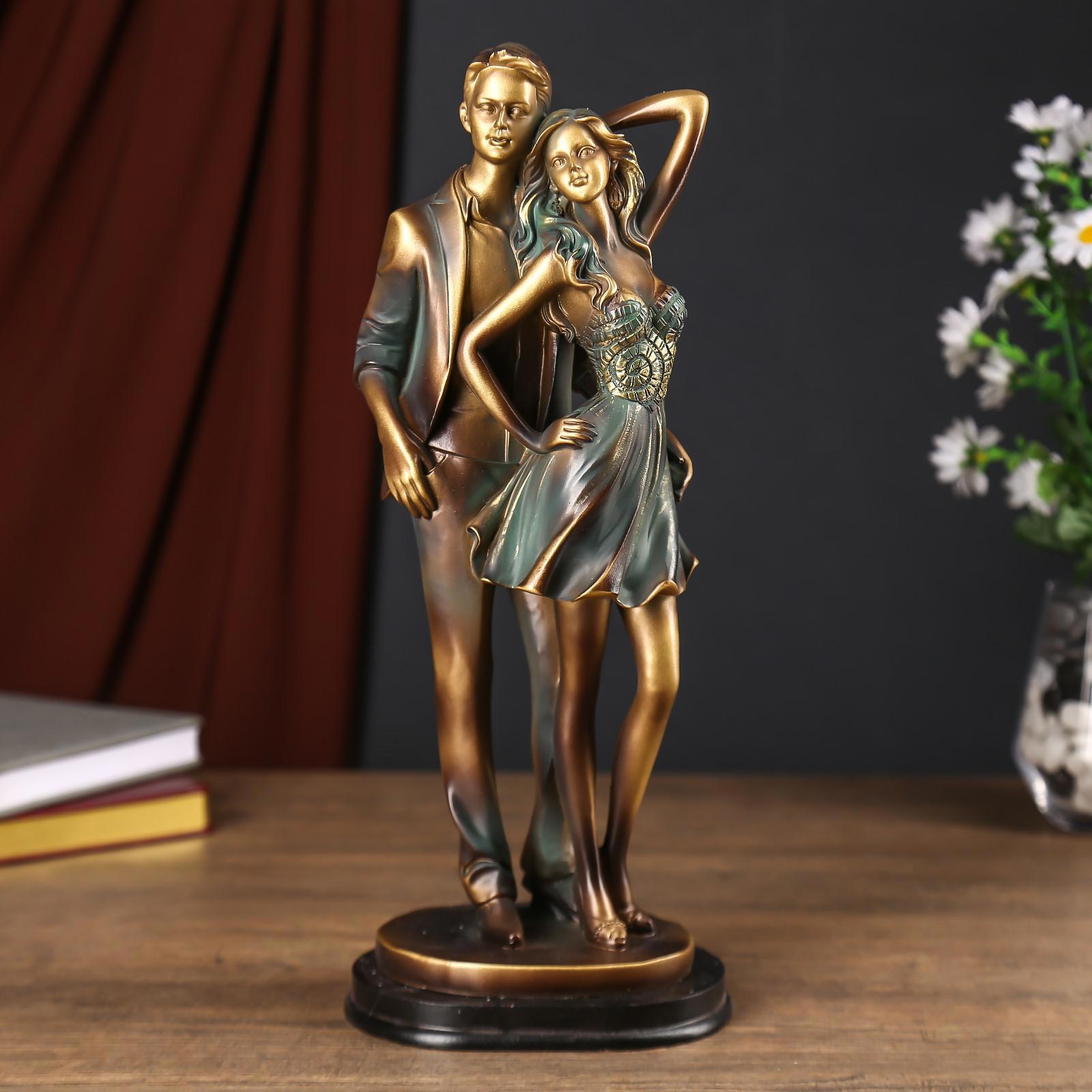 Изображение товара Сувенир интерьерный "Модная парочка" бронза с зелёным 34x10x14 см