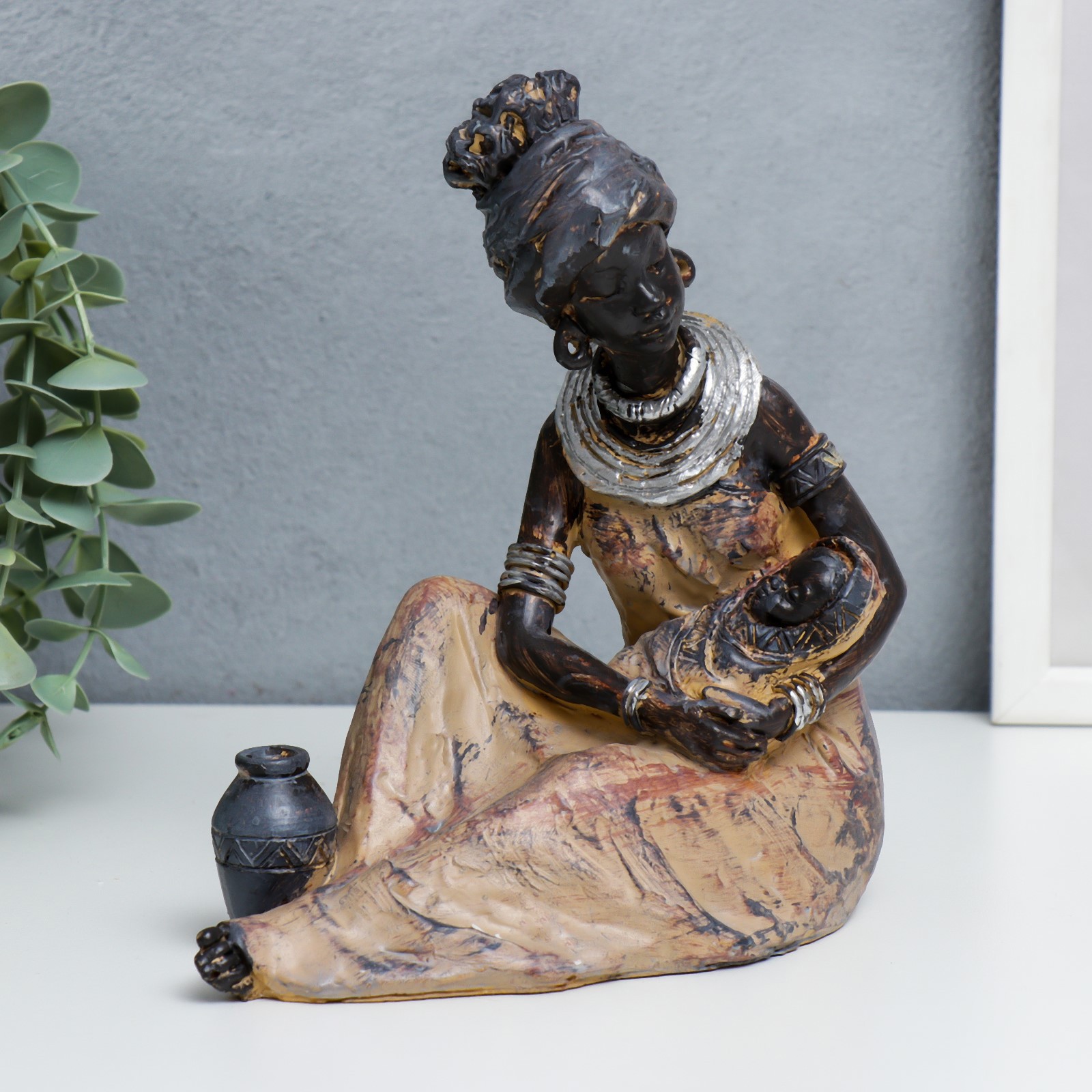 Изображение товара Сувенир интерьерный "Мама с малышом. Африка" 20x17 см