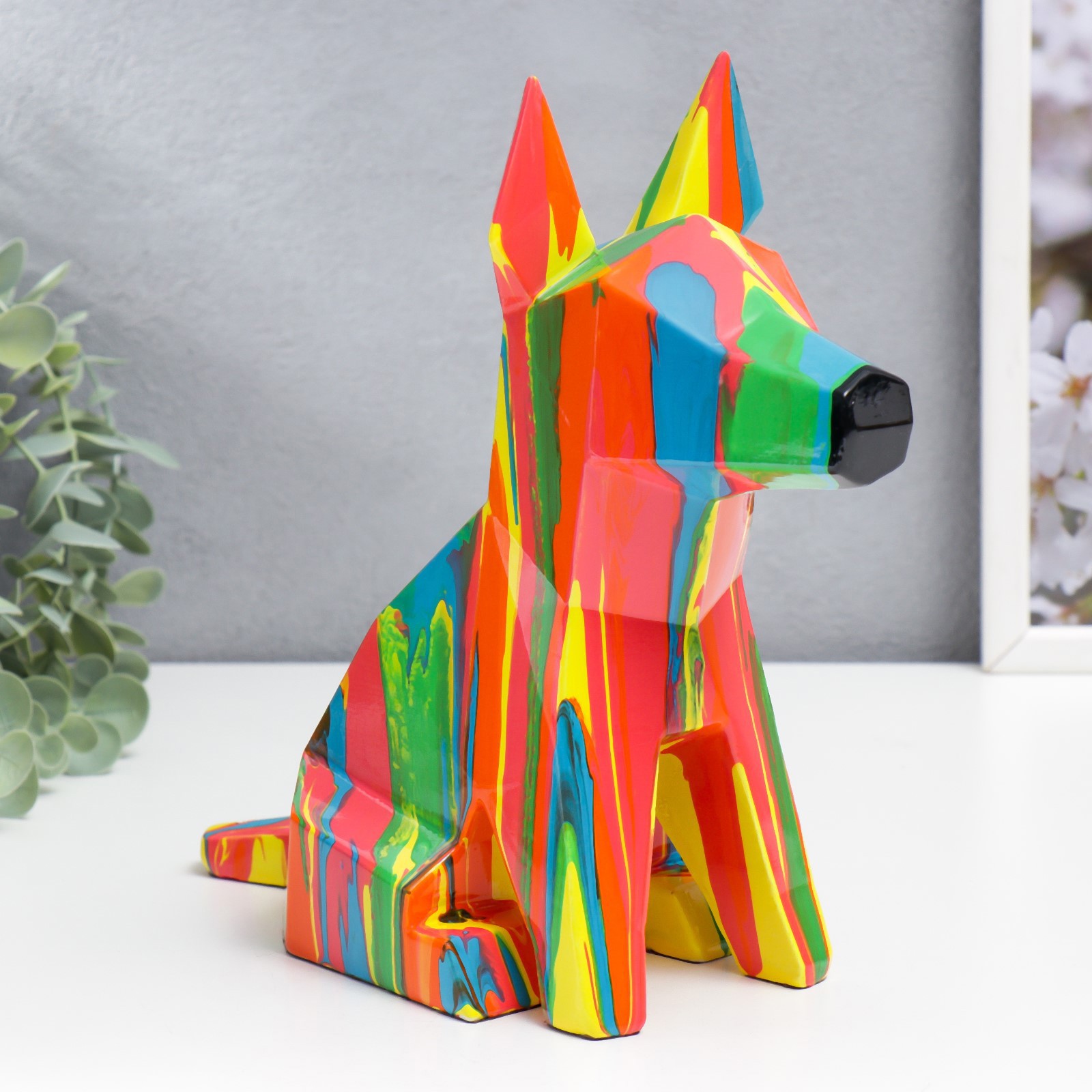 Изображение товара Сувенир интерьерный "Собака" подтёки краски 22.5x10.5x25.5 см