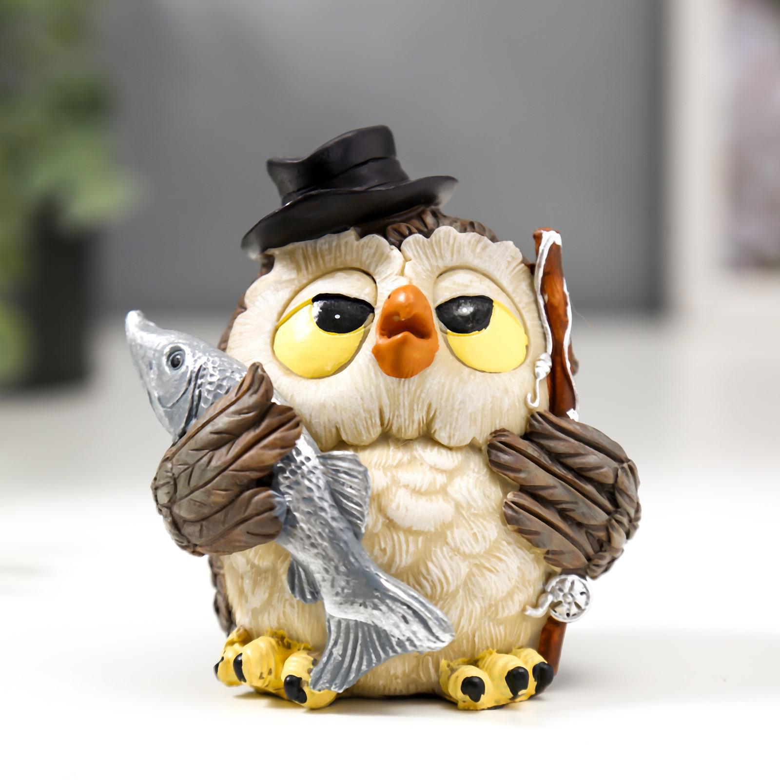 Изображение товара Совёнок – рыбак, декоративная фигура, 9x8x8,5 см