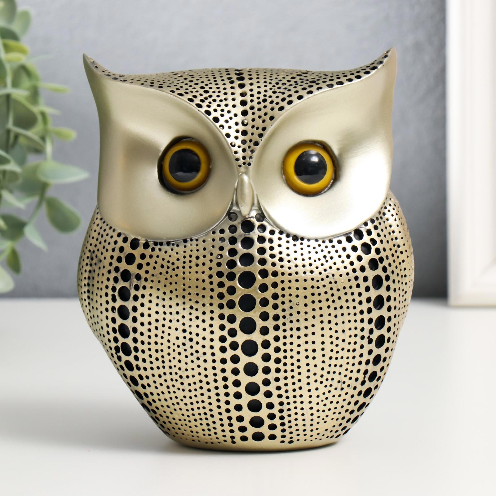 Изображение товара Сувенир Филин - точки, зелёное золото, 13x15 см