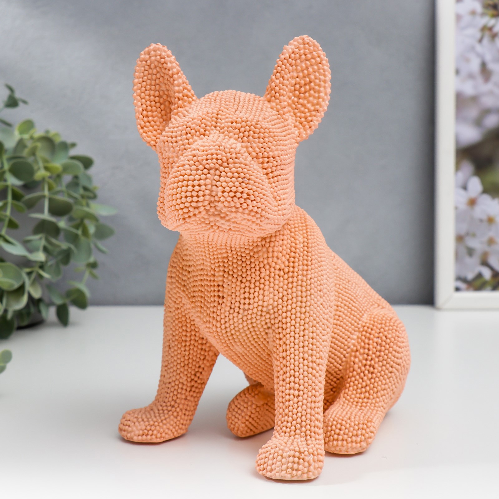 Изображение товара Сувенир интерьерный "Французский бульдог персик" барашковый сидит 19.5x12x16 см