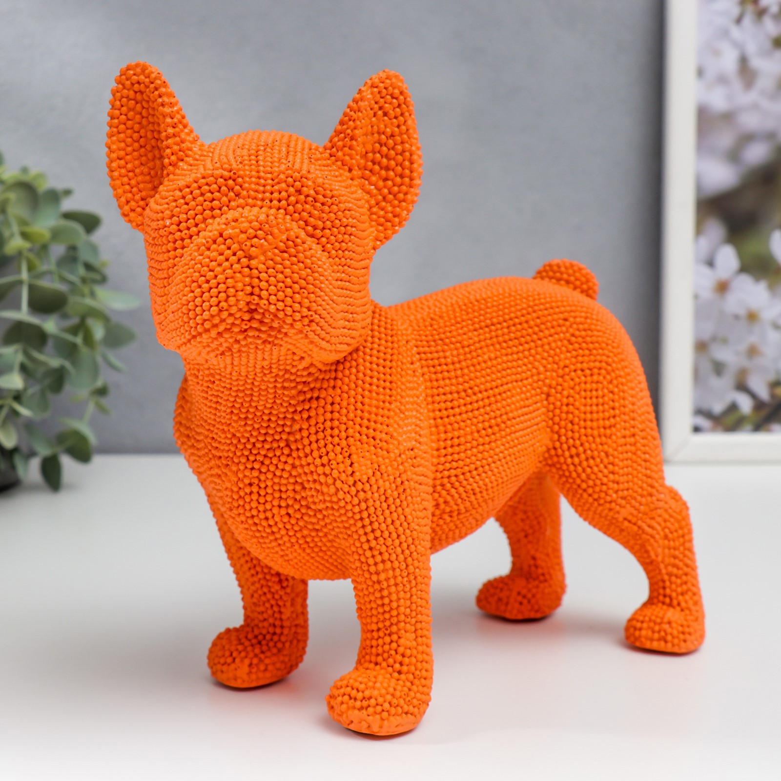 Изображение товара Сувенир интерьерный "Французский бульдог оранж" барашковый стоит 19x9x19.5 см